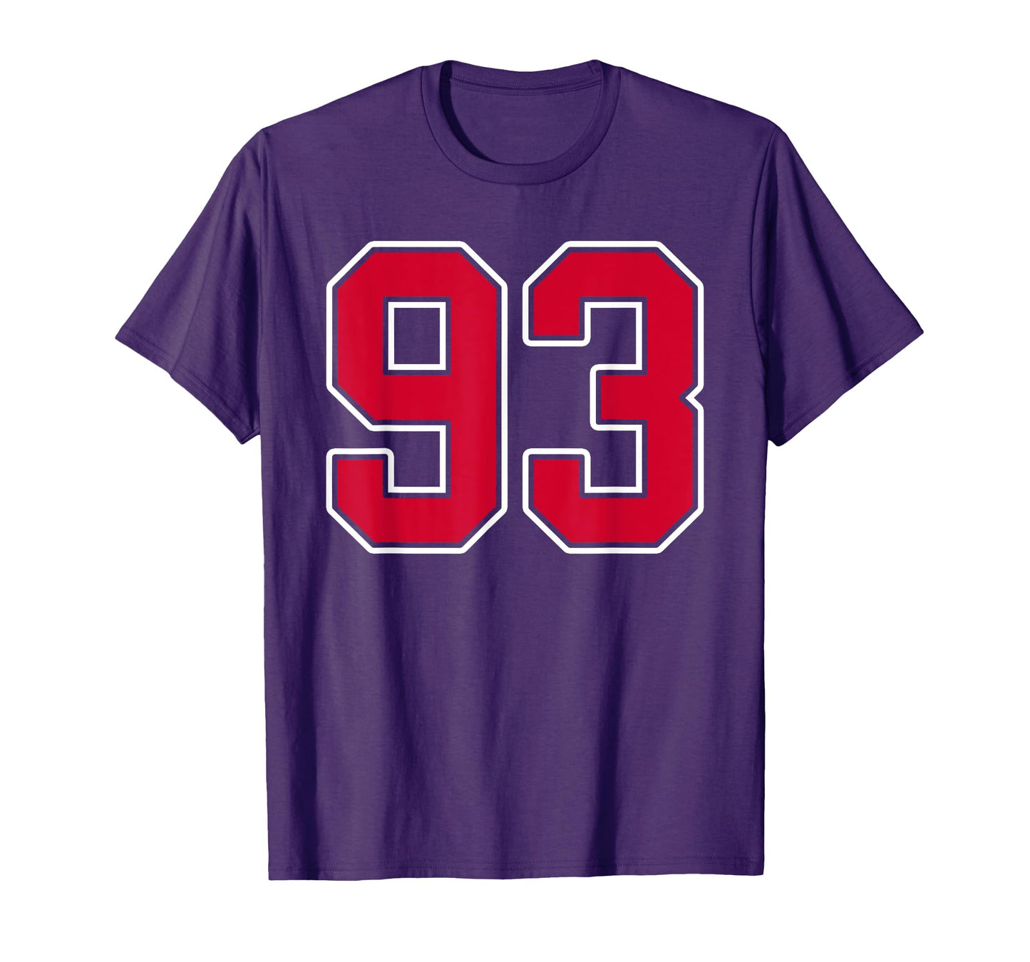Red White Number 93 Jersey Player Uniform #93 T-Shirt