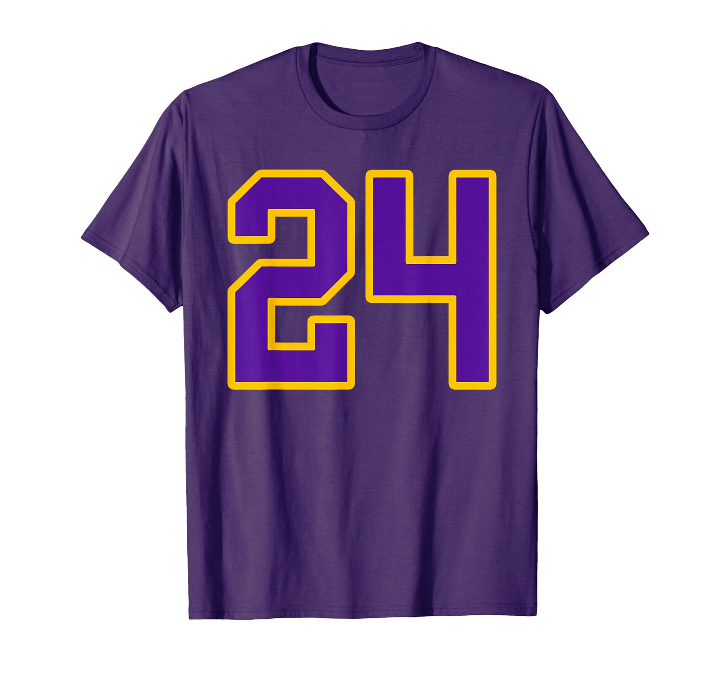 Purple and Gold Number 24 Jersey Player Uniform #24 Fan T-Shirt