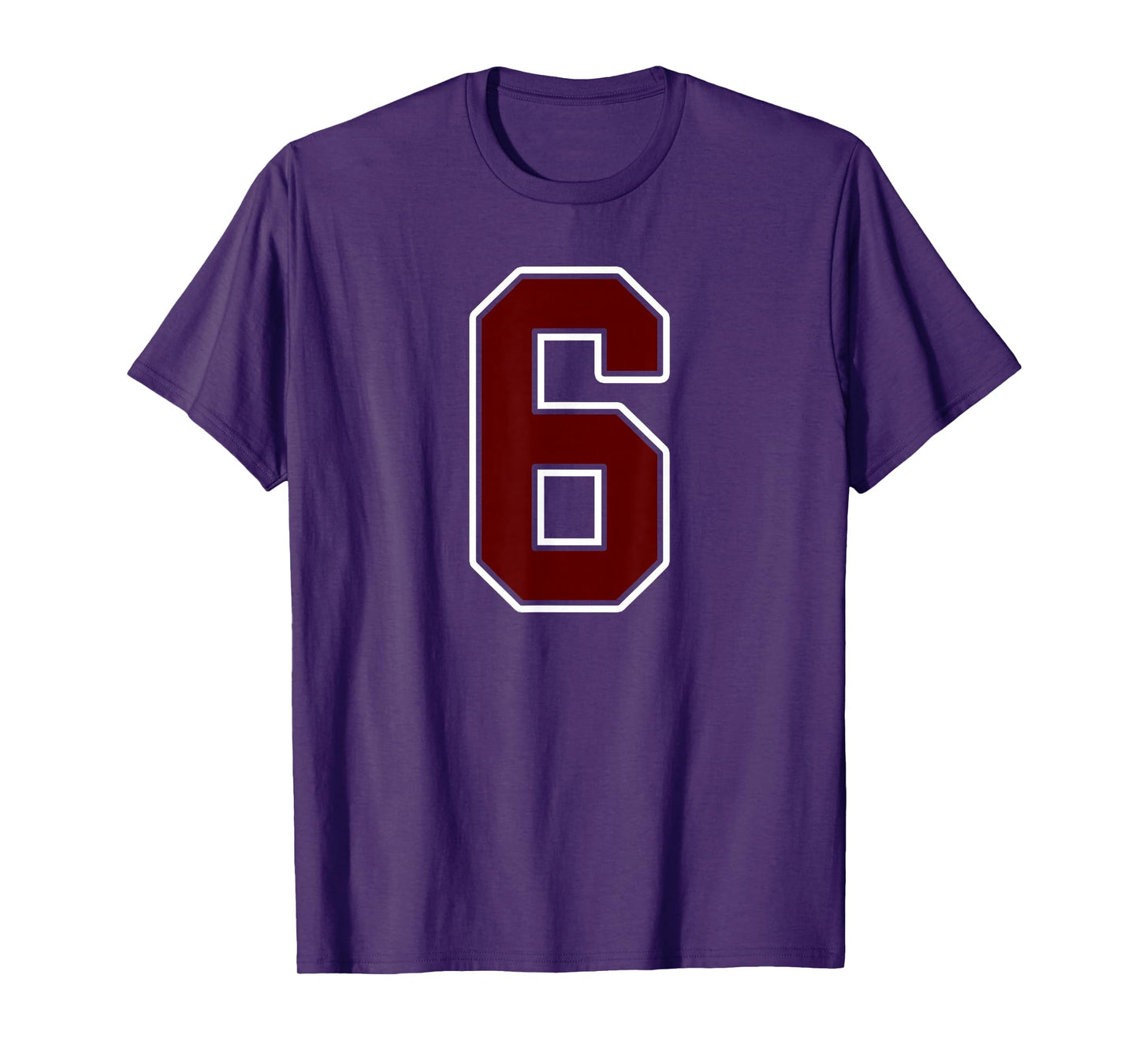 Maroon and White Number 6 Jersey Player Uniform #6 Fan T-Shirt