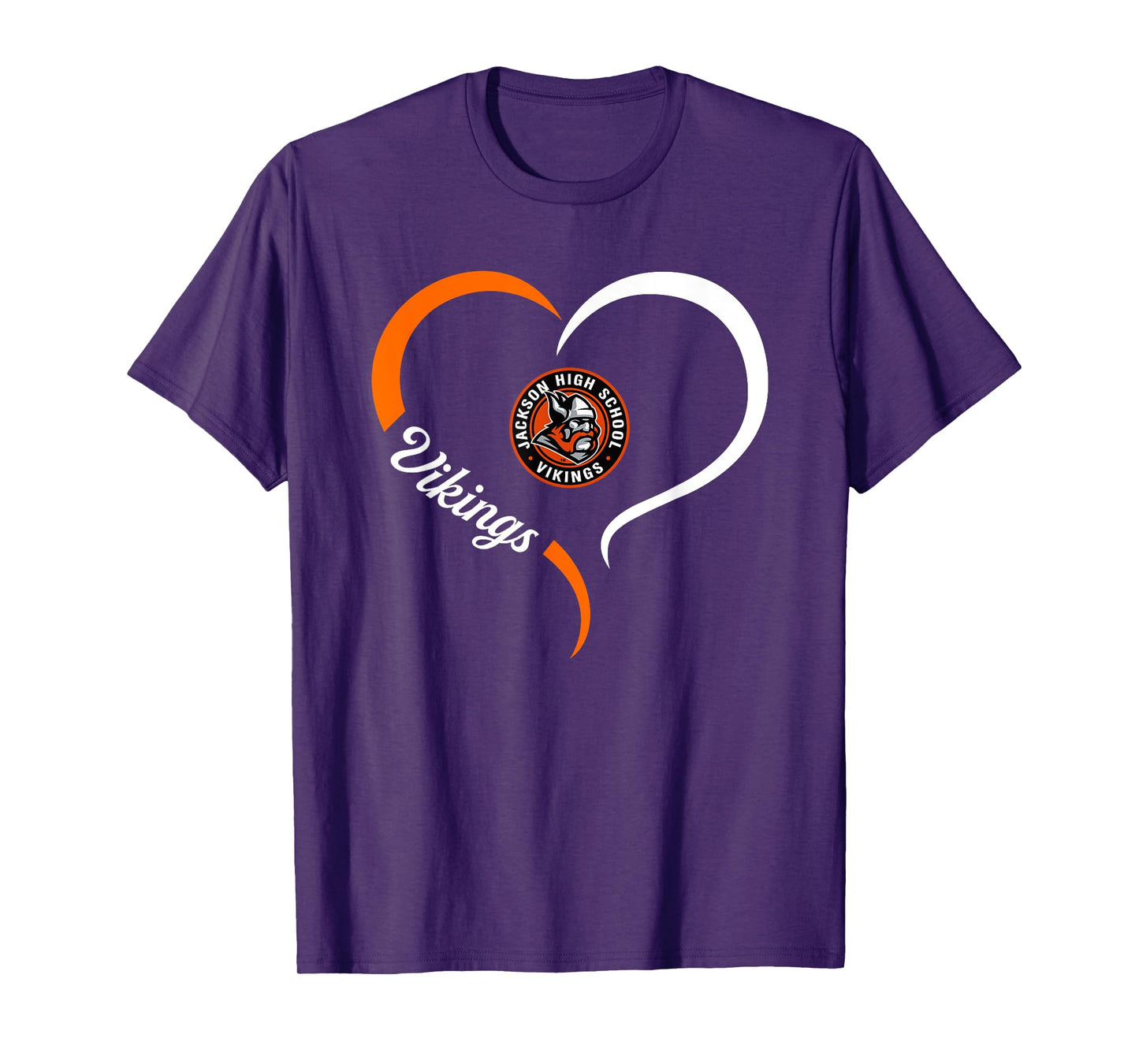 Jackson Vikings Logo Half Heart Slogan HS T-Shirt