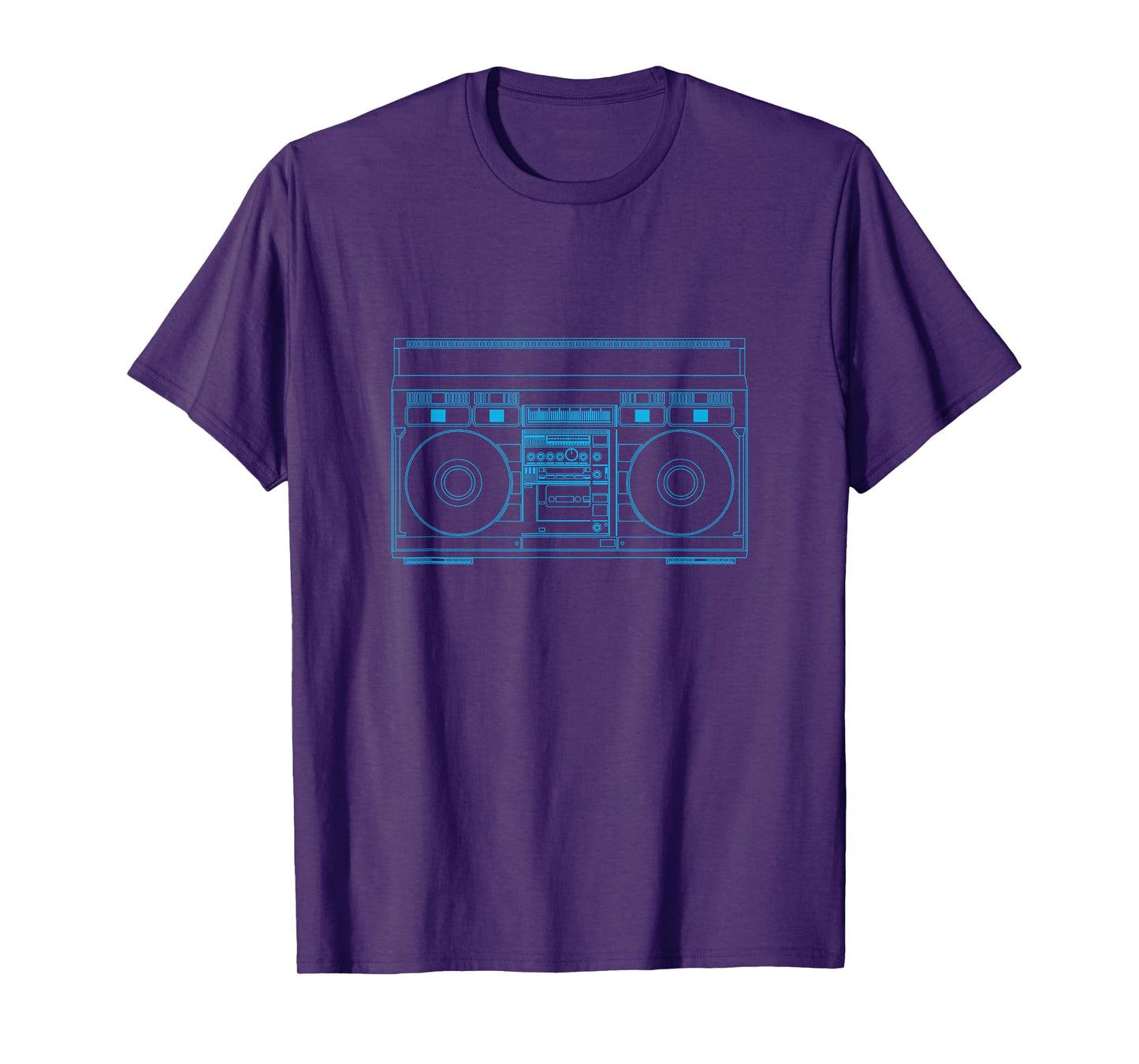 BoomBox Outline In Blue Old Tech Stereo Cassette T-Shirt
