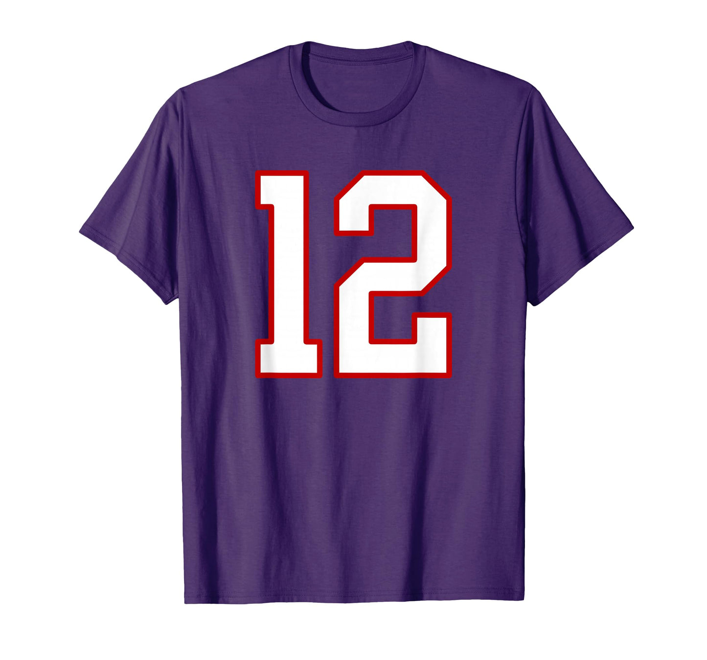 White and Red Sports Number 12 Jersey Uniform Player T-Shirt
