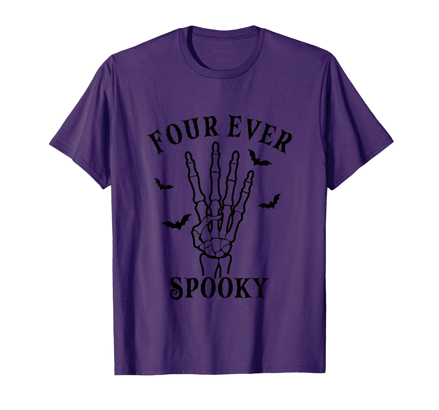 4th Birthday Halloween Four Ever Spooky Kids Skeleton Hands T-Shirt