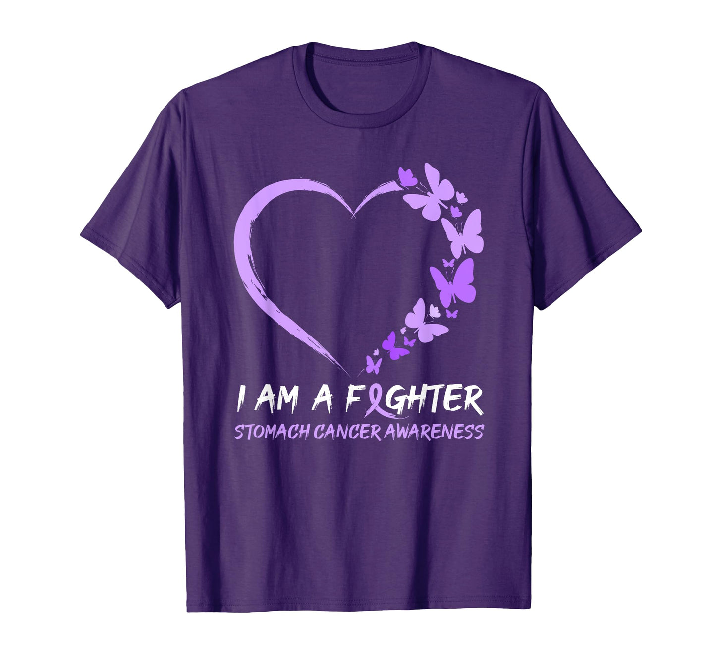 Butterfly Heart I Am A Fighter Stomach Cancer Awareness T-Shirt