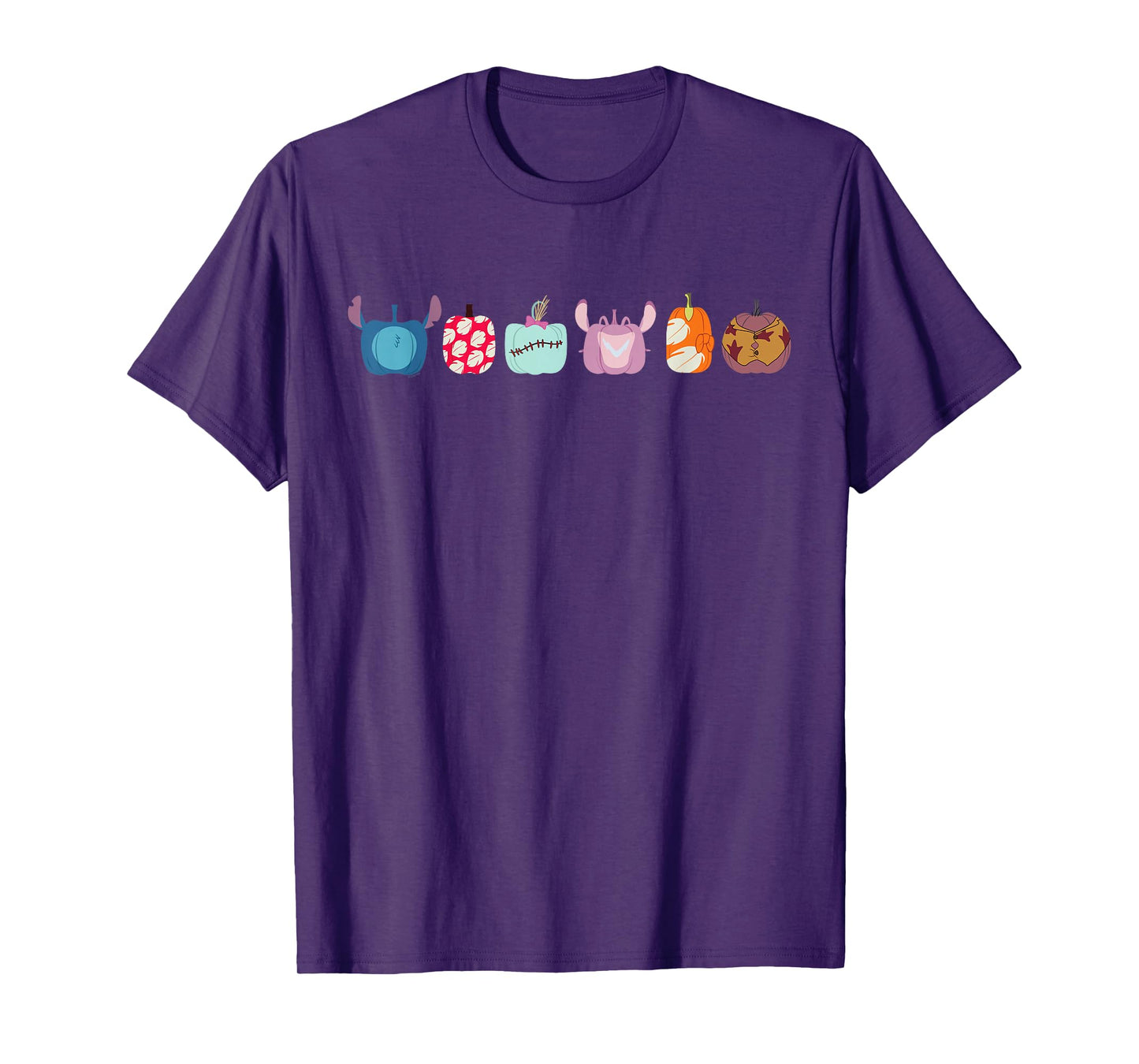 Disney Lilo & Stitch Characters Halloween Pumpkin Lineup T-Shirt