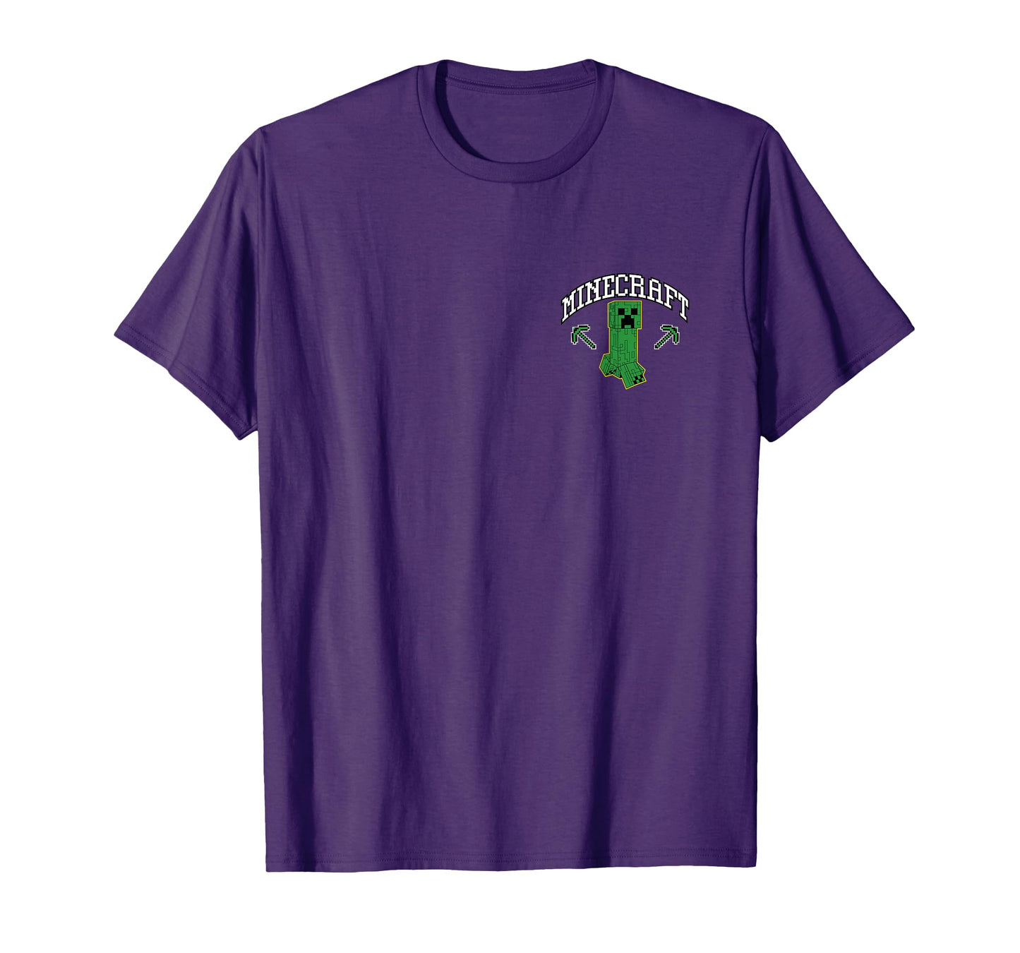 Minecraft Creeper with Pickaxes Gamer Retro Left Chest T-Shirt