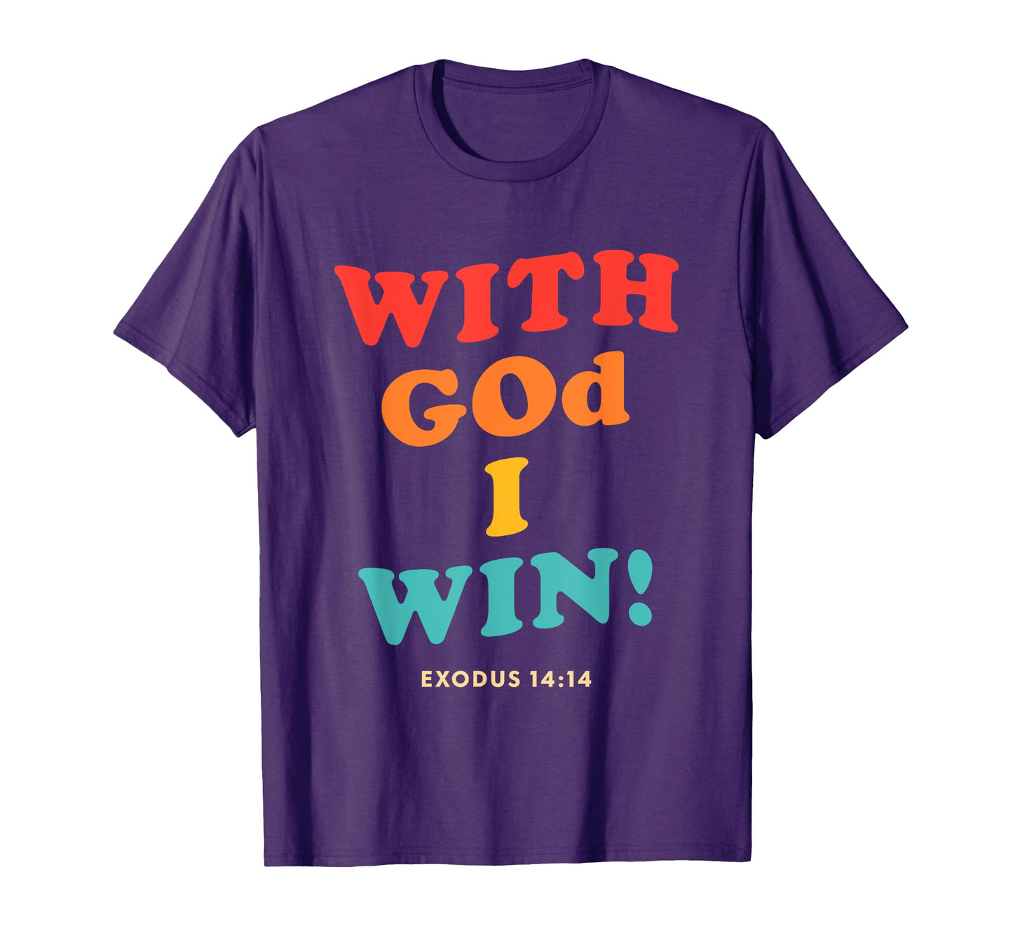 with God I Win Exodus 14:14 Christian Bible Vintage Design T-Shirt