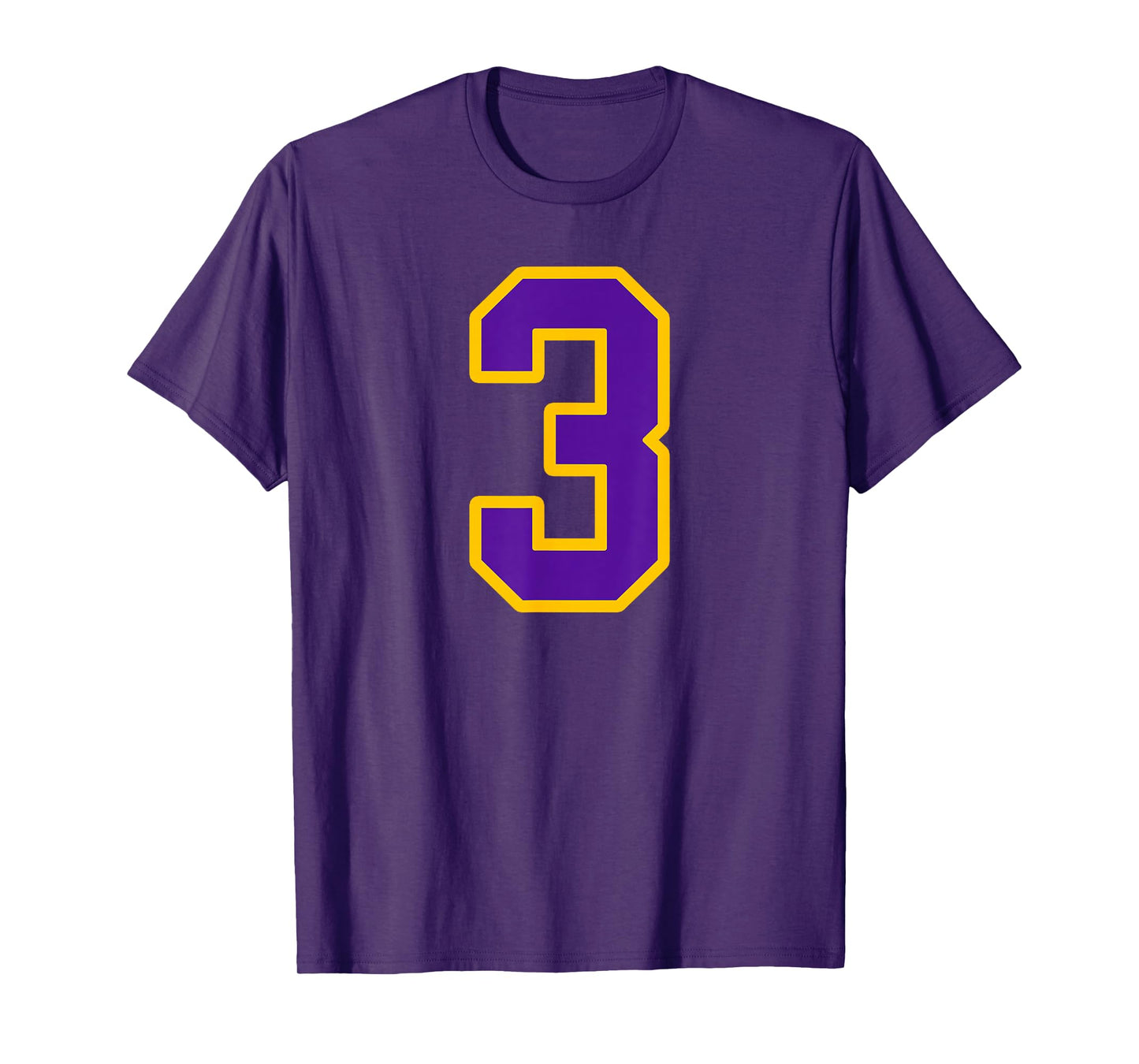 Purple and Gold Number 3 Jersey Player Uniform #3 Fan T-Shirt