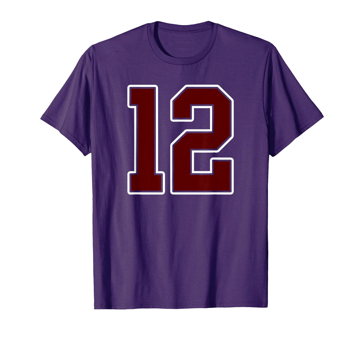Maroon and White Number 12 Jersey Player Uniform #12 Fan T-Shirt