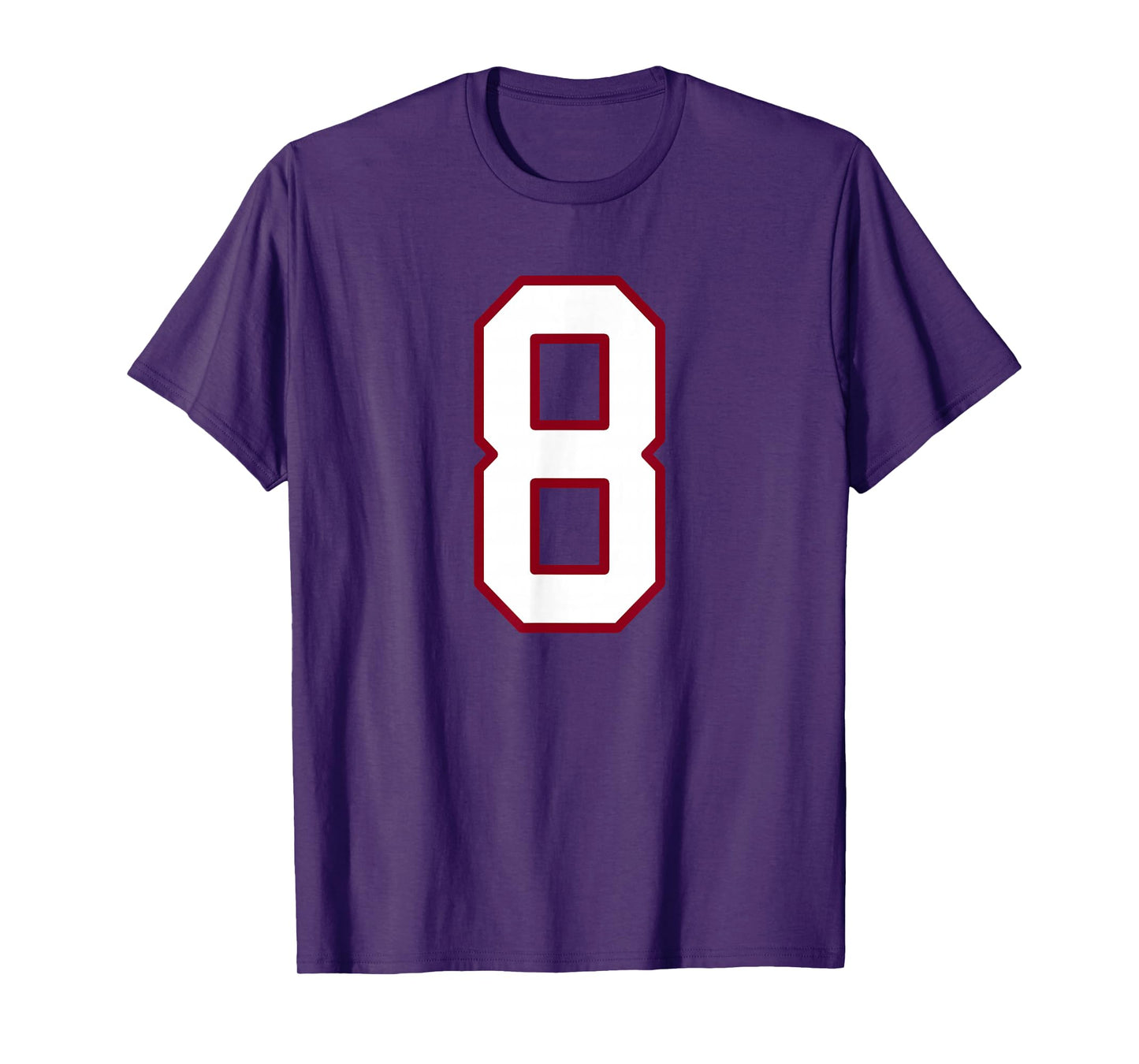 Maroon and White Number 8 Jersey Player Uniform #8 T-Shirt