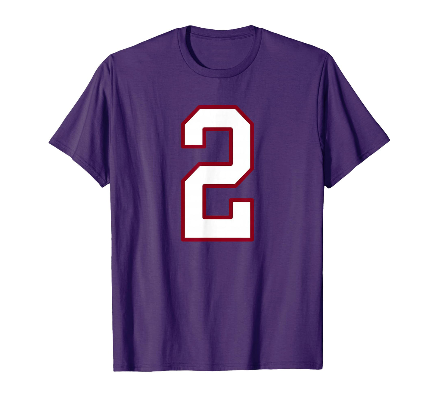 Maroon and White Number 2 Jersey Player Uniform #2 T-Shirt