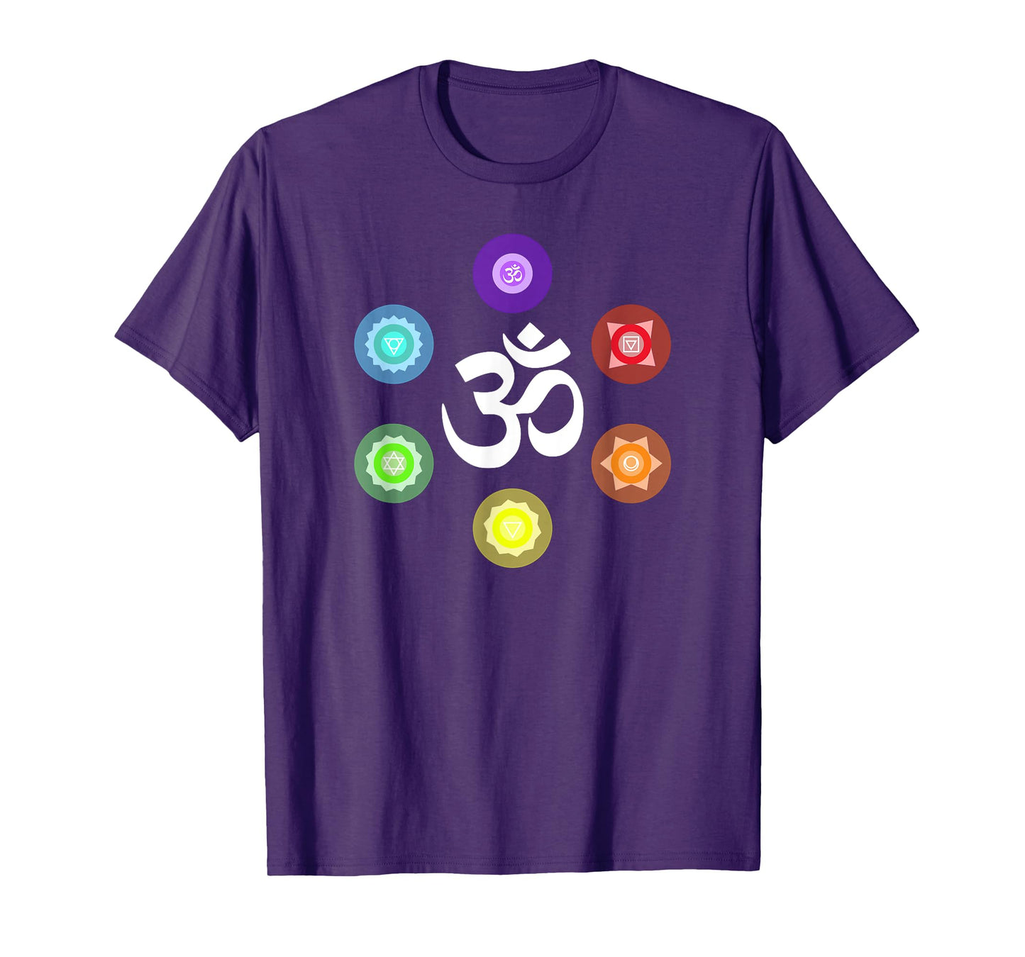 Sacred Geometry Yoga Metatrons Rainbow Chakras T-Shirt