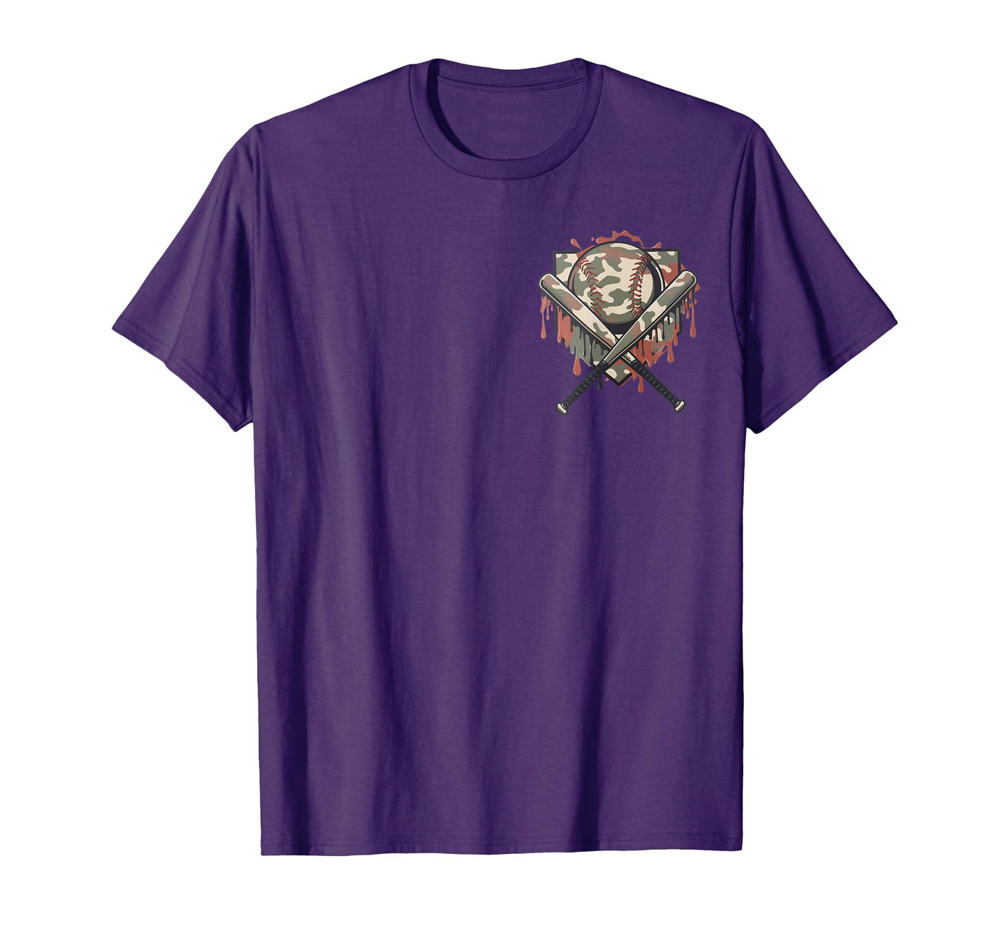 Camo Baseball Drip Shirt Boys Ice Cream Dripping Pocket T-Shirt