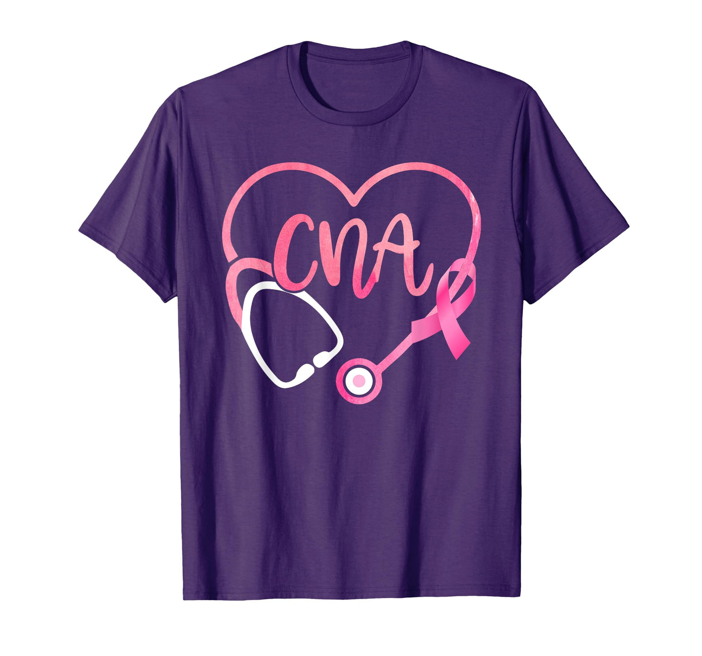 CNA Heart Stethoscope Pink Ribbon Breast Cancer Awareness T-Shirt