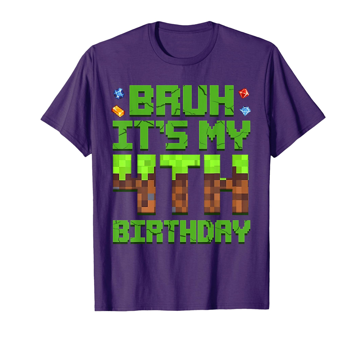 Boy Kids Bruh It's My 4th Birthday Birthday Boy Game Pixel T-Shirt