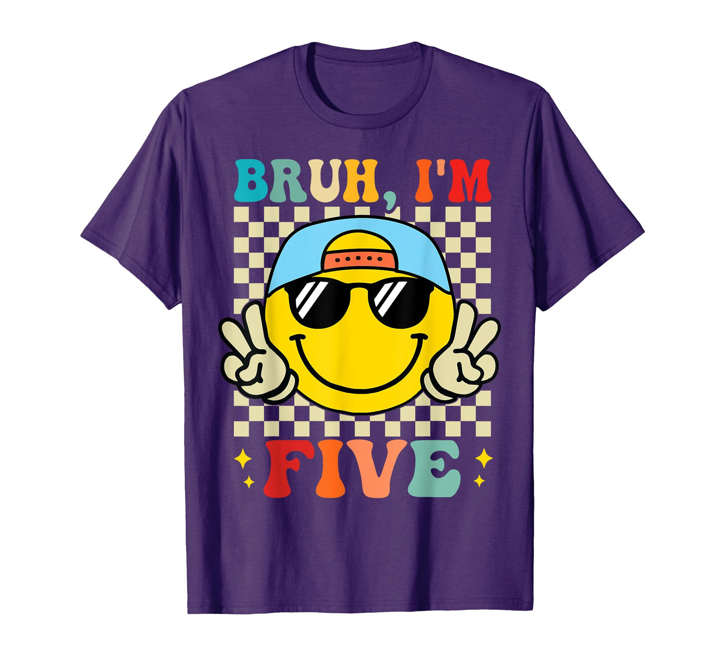Bruh I'm Five 5 5th Birthday Groovy Boys Girls 5 Years Old T-Shirt