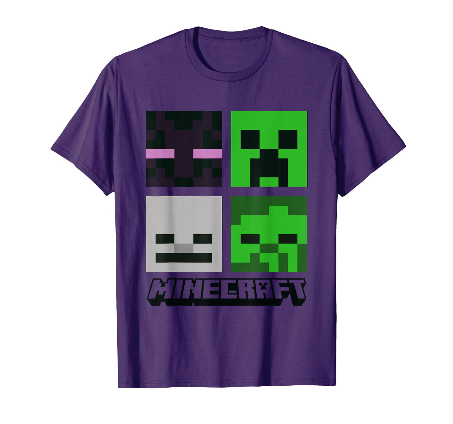 Minecraft Creeper Enderman Ghast Zombie Pixel Art Faces T-Shirt
