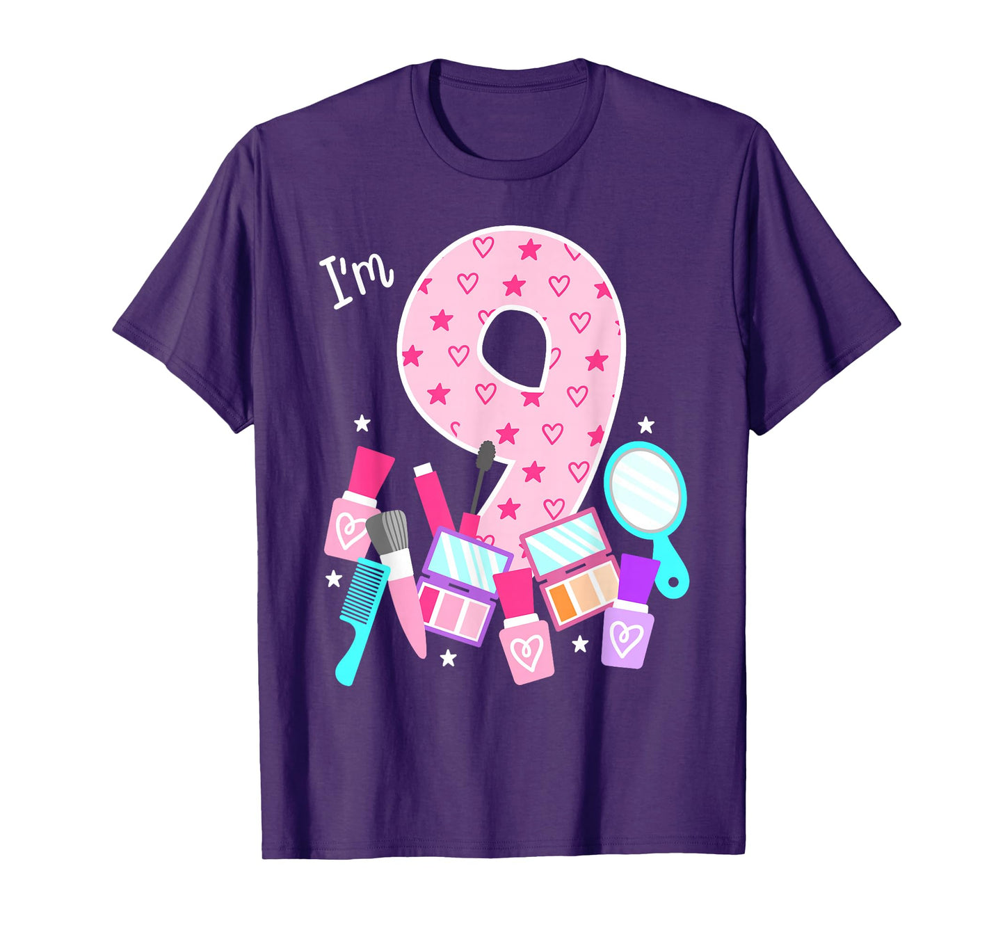 Spa Birthday Party I'm 9 Girls Makeup 9th Bday Kids Toddlers T-Shirt