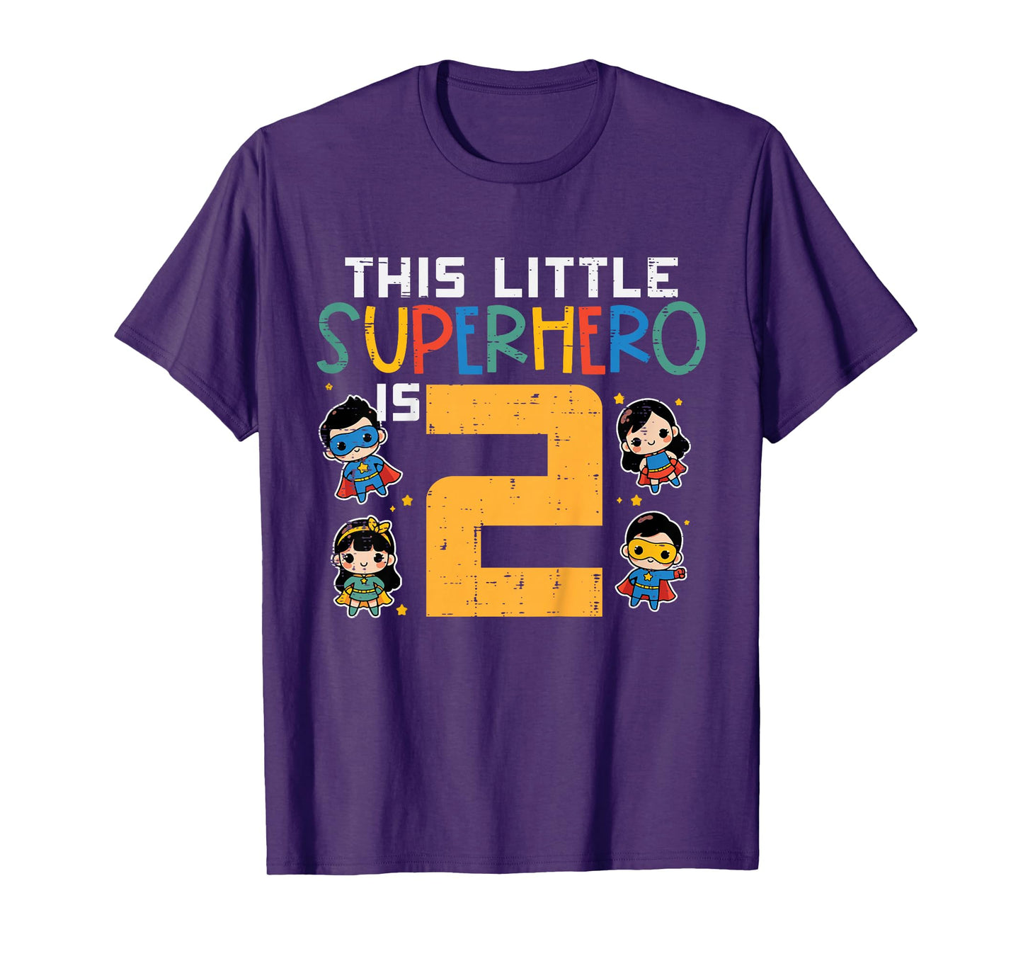 This Little Superhero Is 2 2nd Birthday Hero Bday Boys Girls T-Shirt