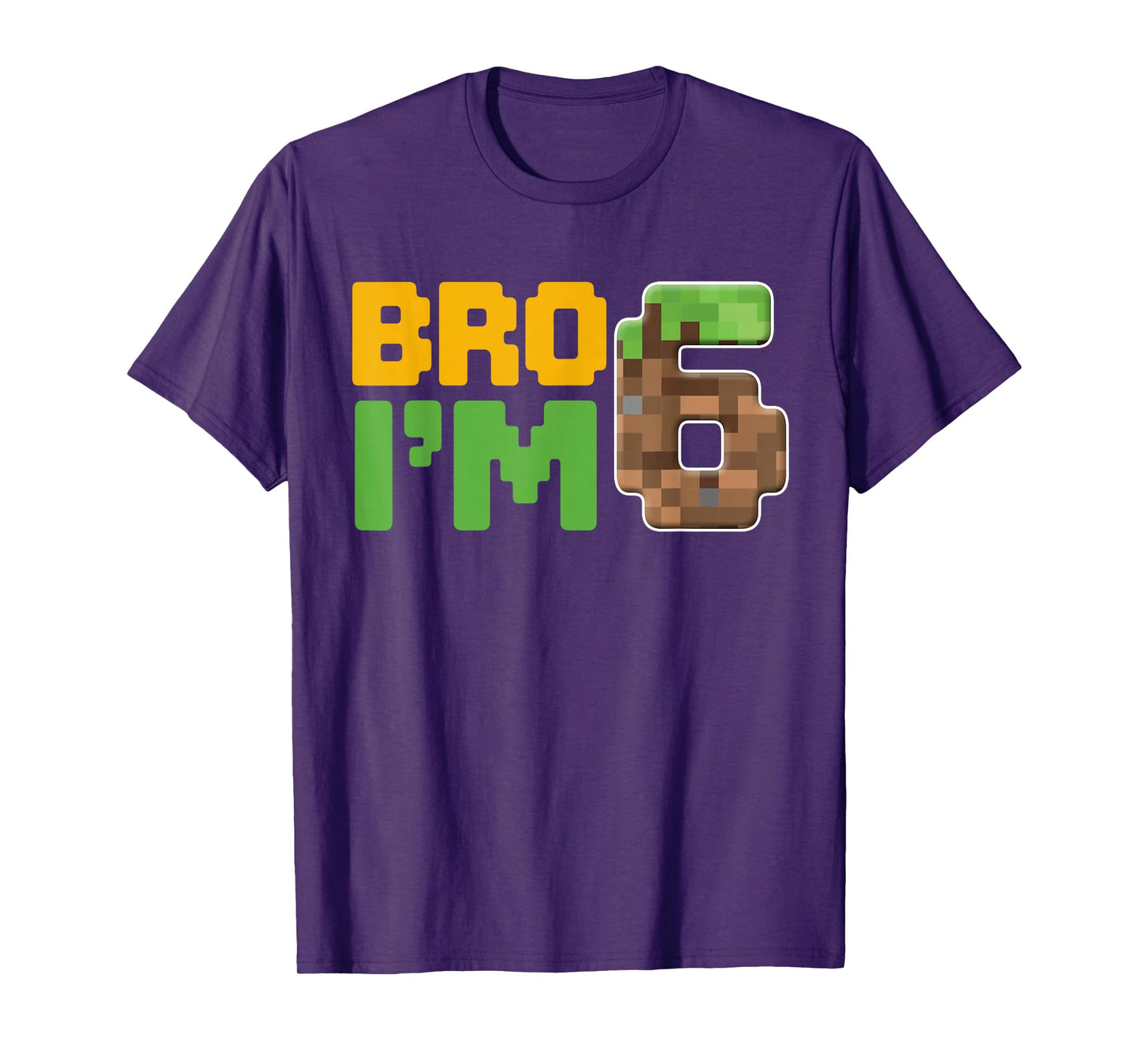 Boys Kids 6th Birthday Boy Bro I’m 6 Year Old Gamer Pixel T-Shirt
