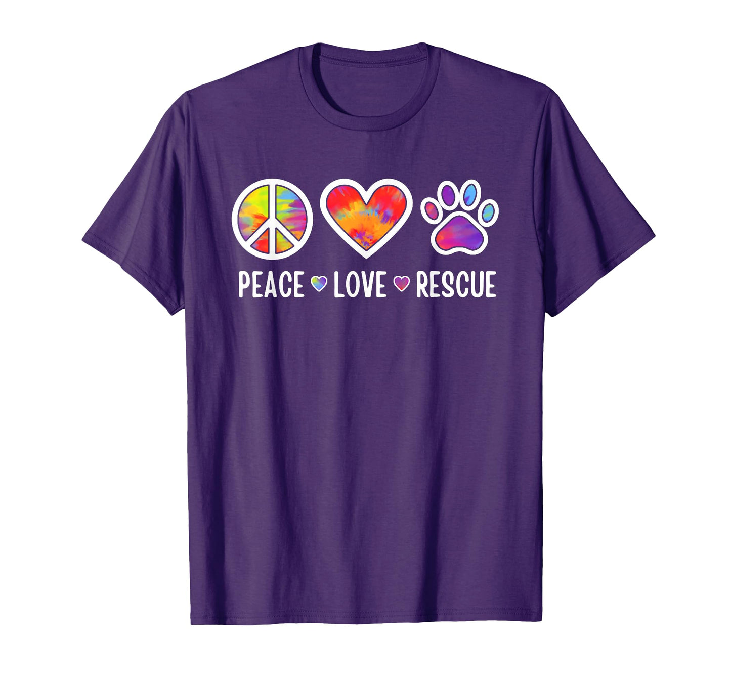 Peace Love Rescue Dogs Puppy Cute Paw Dog Lover Tie Dye T-Shirt