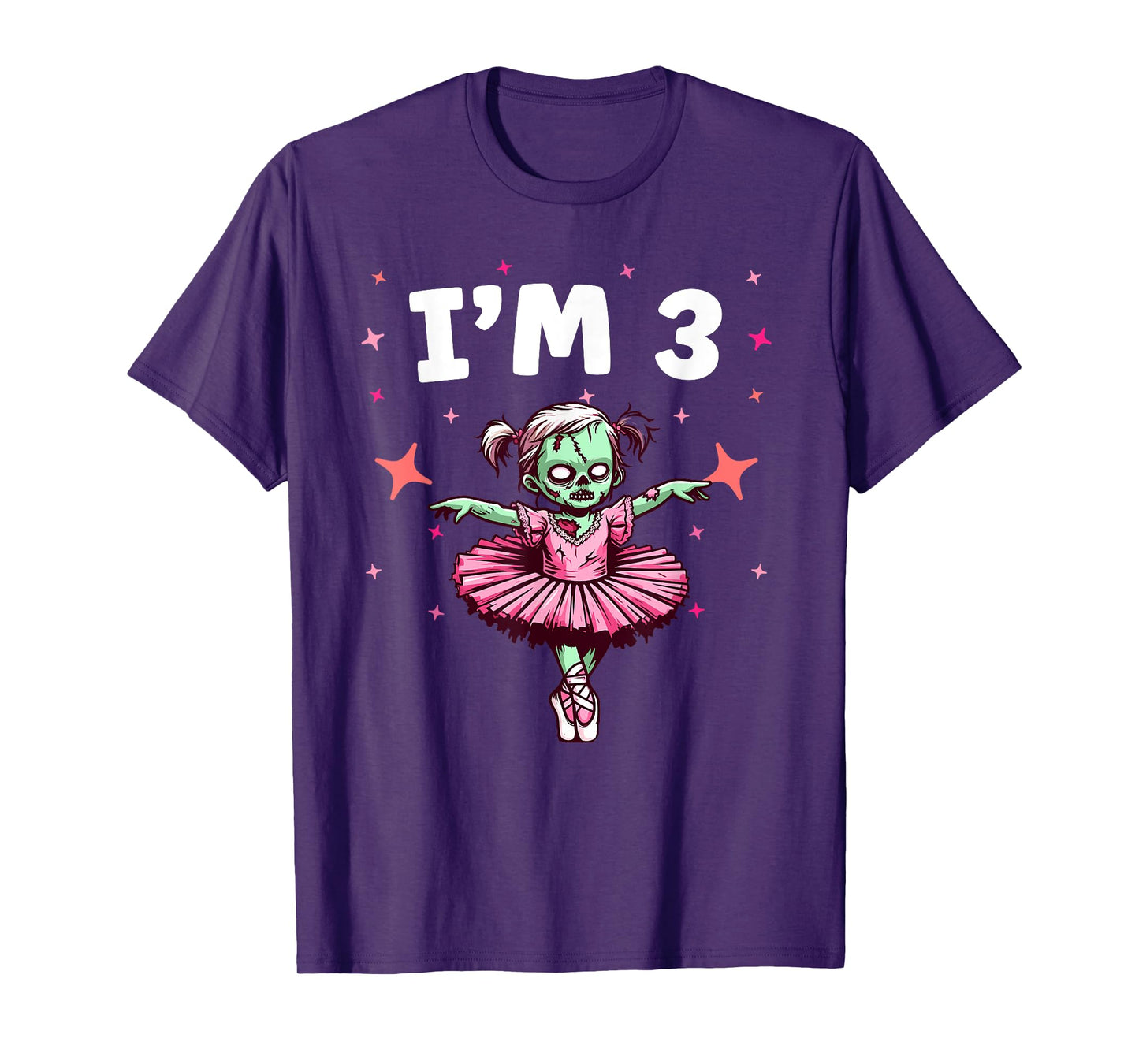 Ballerina Zombie Birthday 3rd Birthday Party I'm 3 T-Shirt