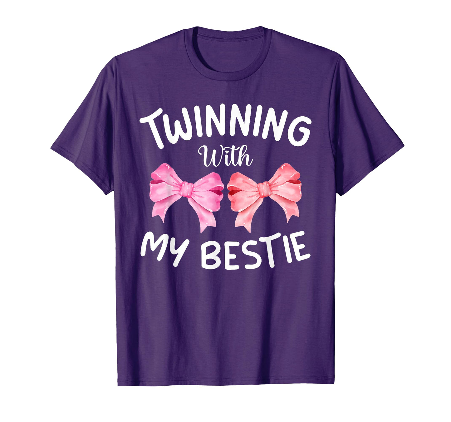 Pink Bow Twinning With My Bestie Friends Twins Day Girls T-Shirt