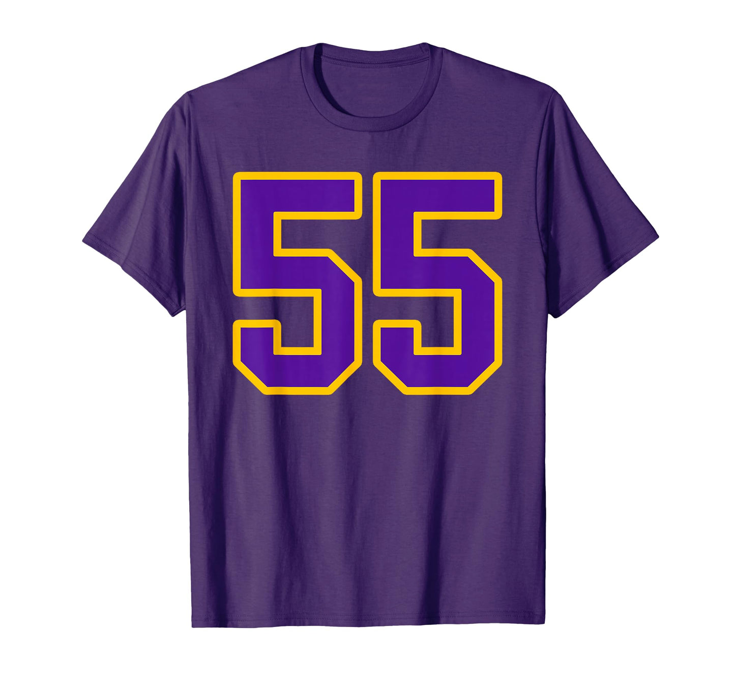 Purple and Gold Number 55 Jersey Player Uniform #55 Fan T-Shirt