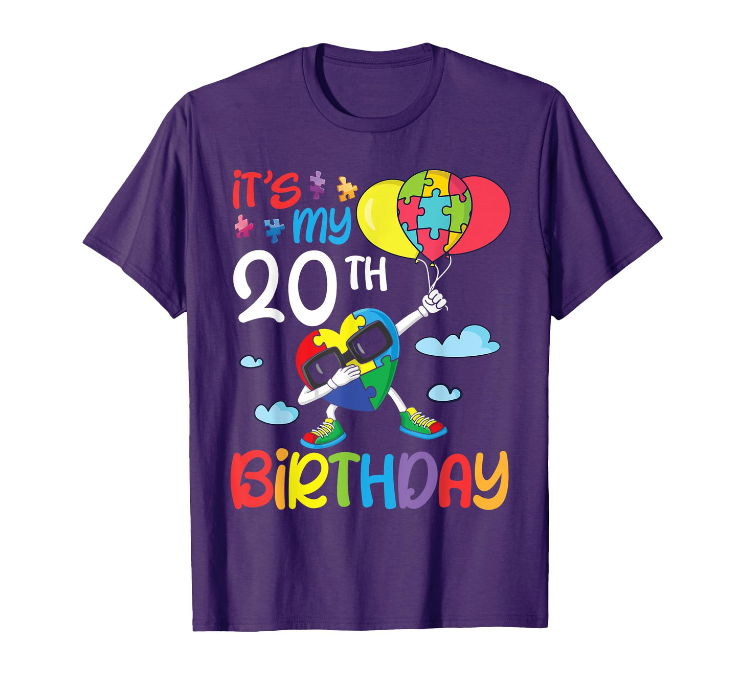 Big Puzzle Heart Dabbing 20 Years Old It's My 20th Birthday T-Shirt
