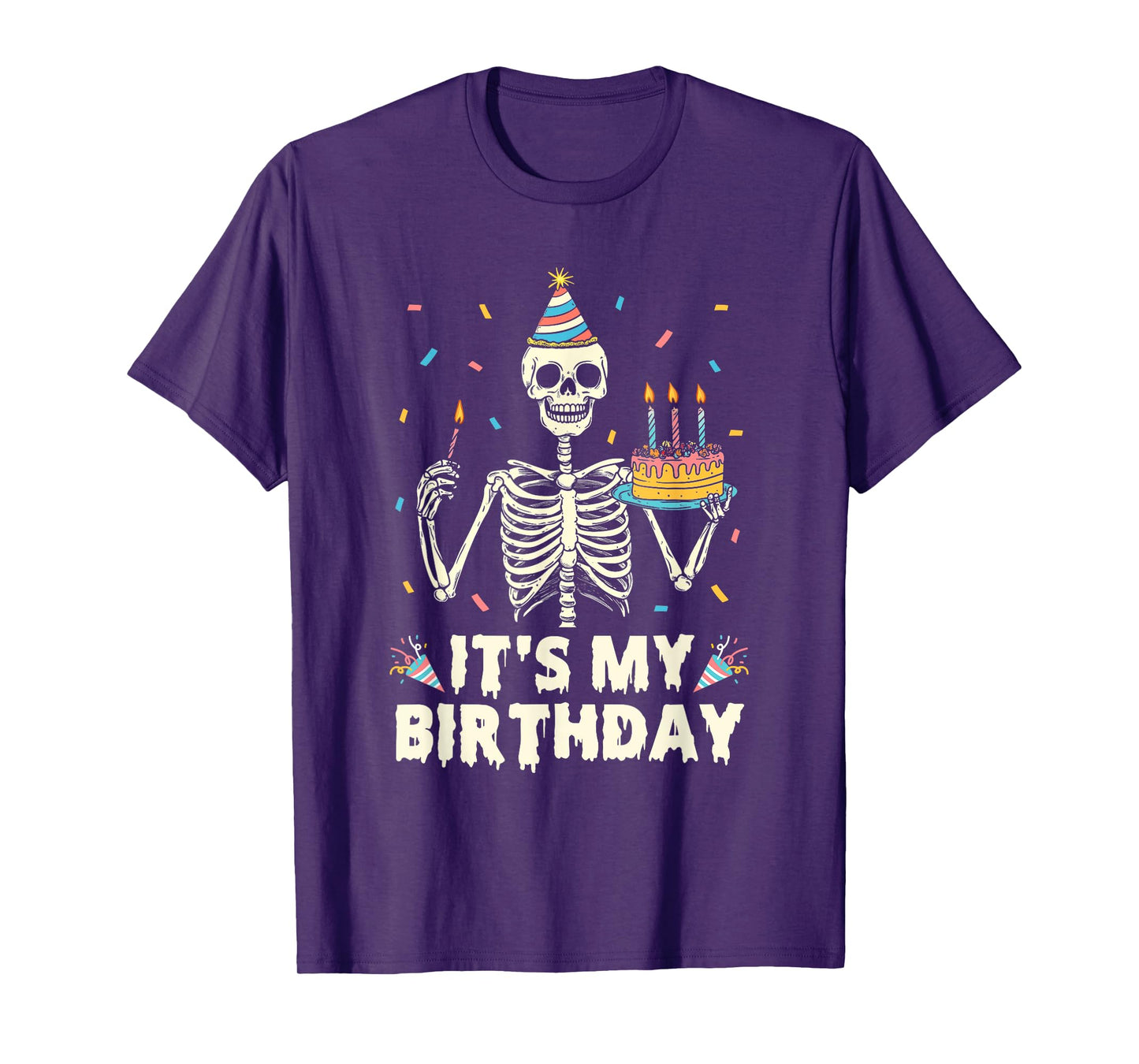 Skeleton It's My Birthday Party Happy Halloween Birthday T-Shirt