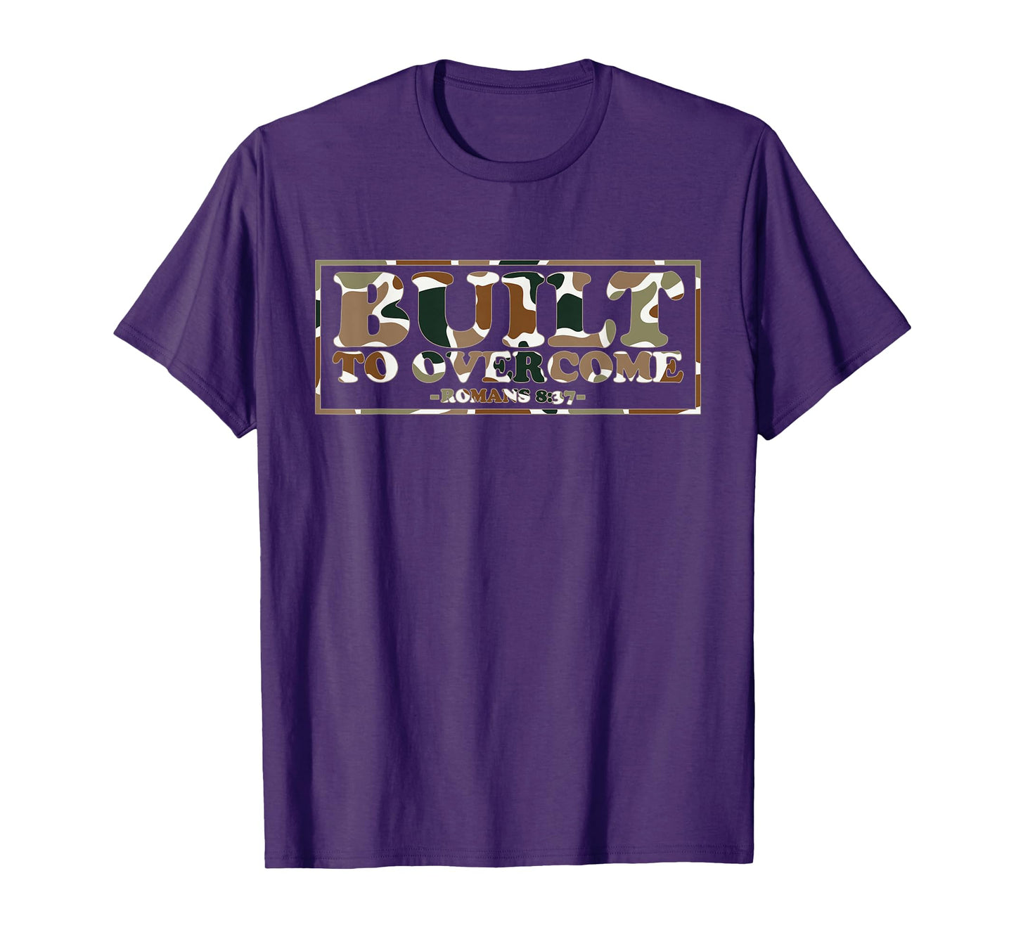 Built to Overcome Camo Faith Workout Gym Christian Scripture T-Shirt