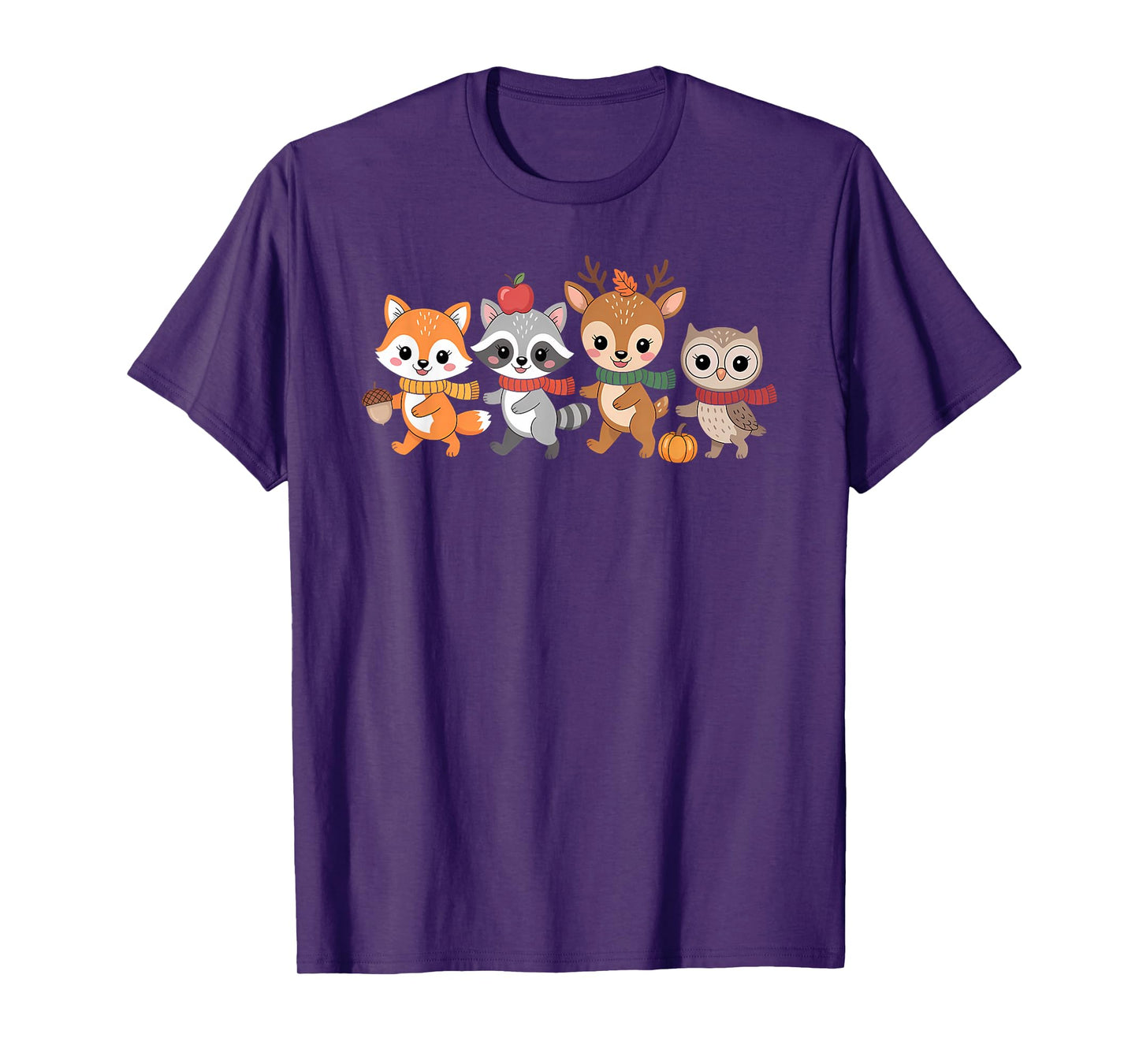 Autumn Woodland Animals Fall Critters with Scarves Cute T-Shirt