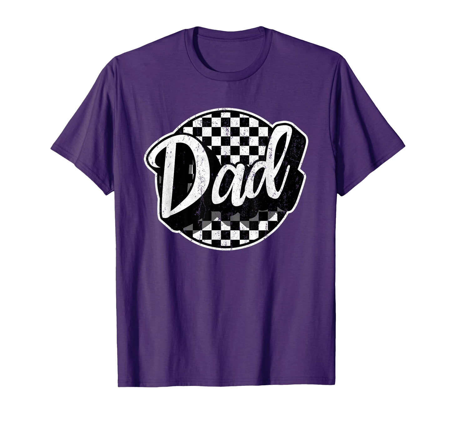 Checkered Dad Black White Funny Race Dad Father's Day T-Shirt