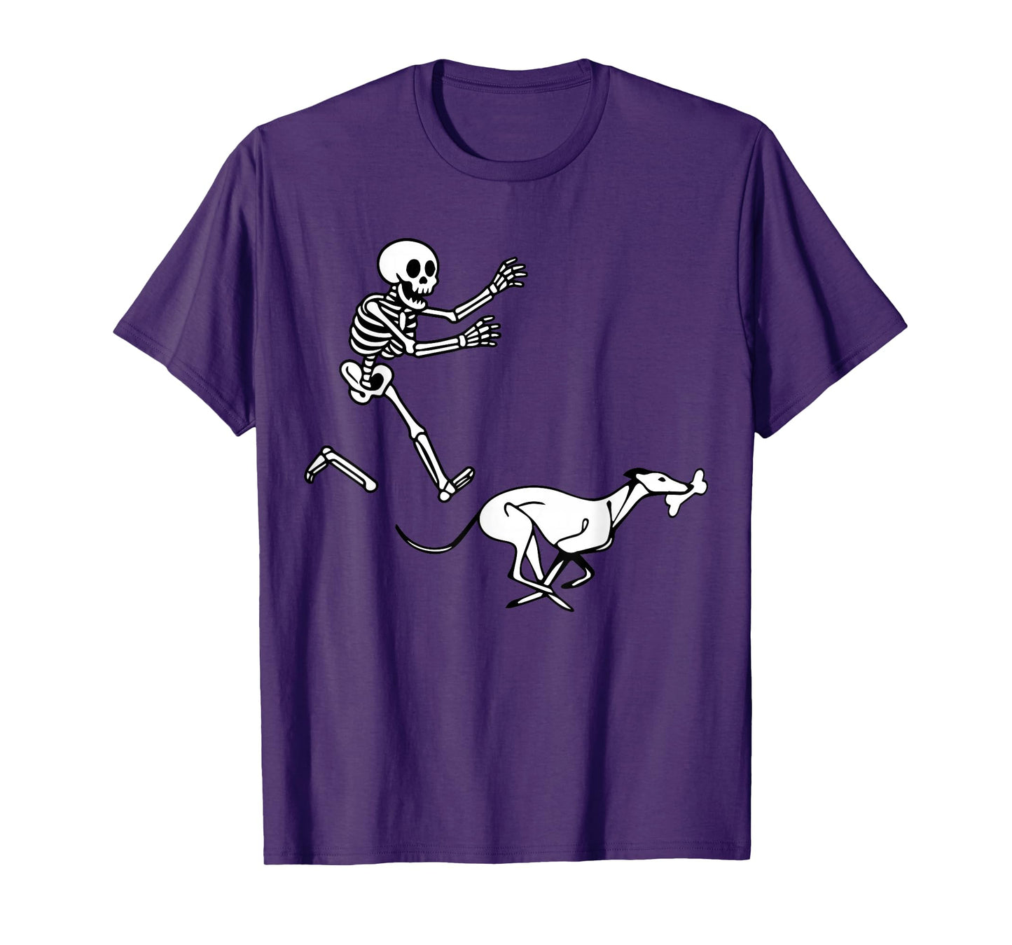 Funny Greyhound Running Skeleton Halloween T-Shirt