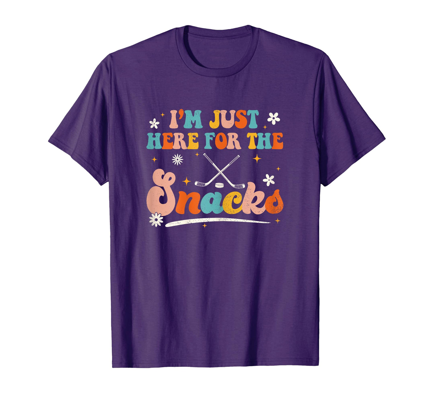 Funny Just Here For The Snacks Hockey Groovy Women Kids T-Shirt