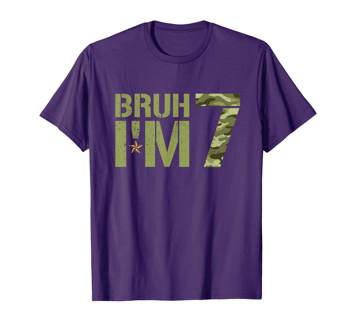 Bruh It's My 7th Birthday I'm 7 Birthday Retro Camo T-Shirt