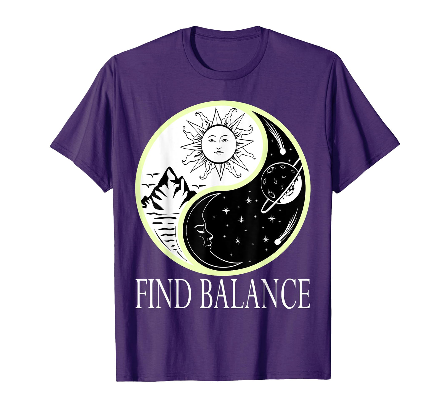 Find Balance Yin Yang Positive Vibes Yoga Motivation T-Shirt