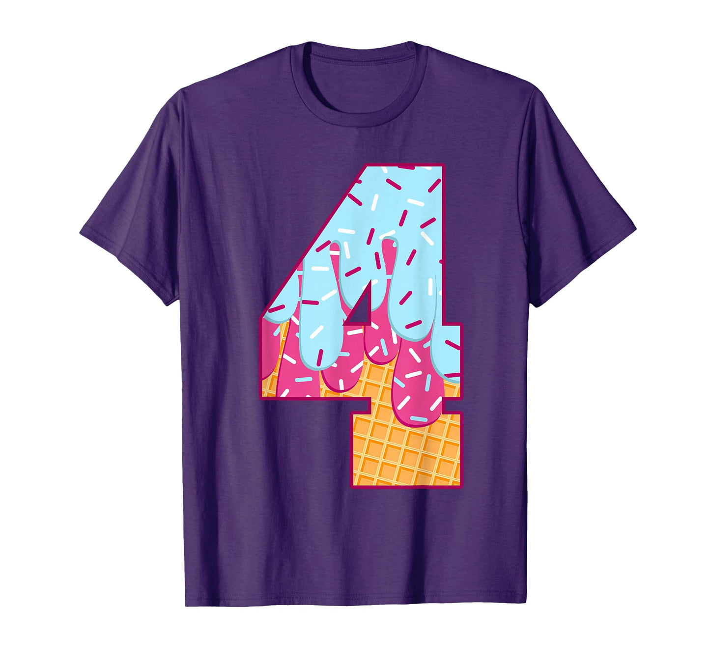 Number 4 Ice Cream Drip Matching Numbers Costume Meme T-Shirt