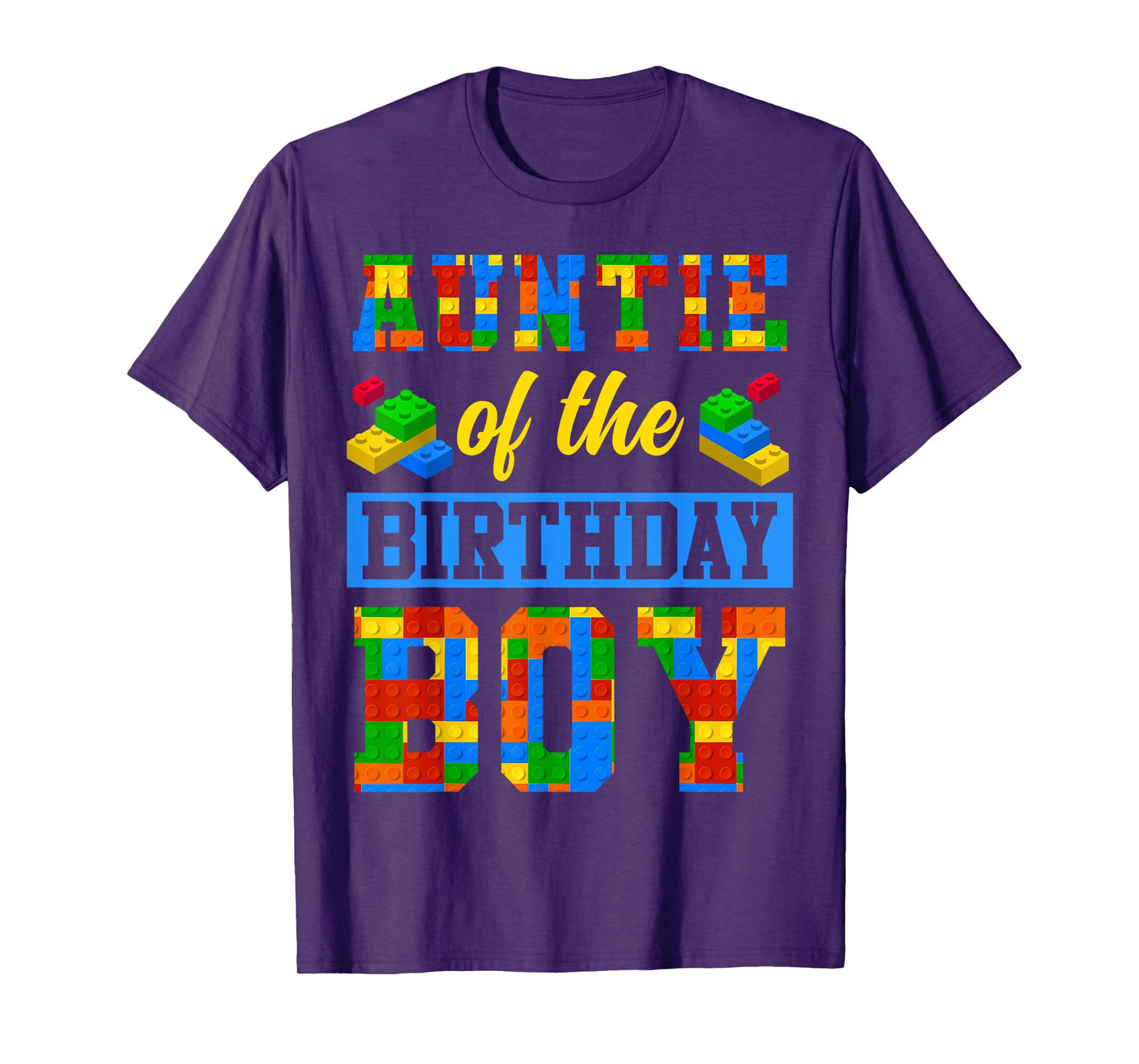 Auntie Of The Birthday Boy Building Block Bday Party T-Shirt