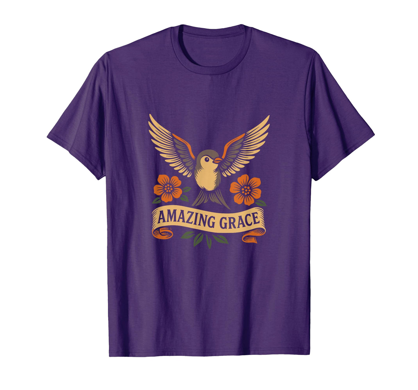 Amazing Grace - Christian Hymn - Swallow Bird Flowers T-Shirt