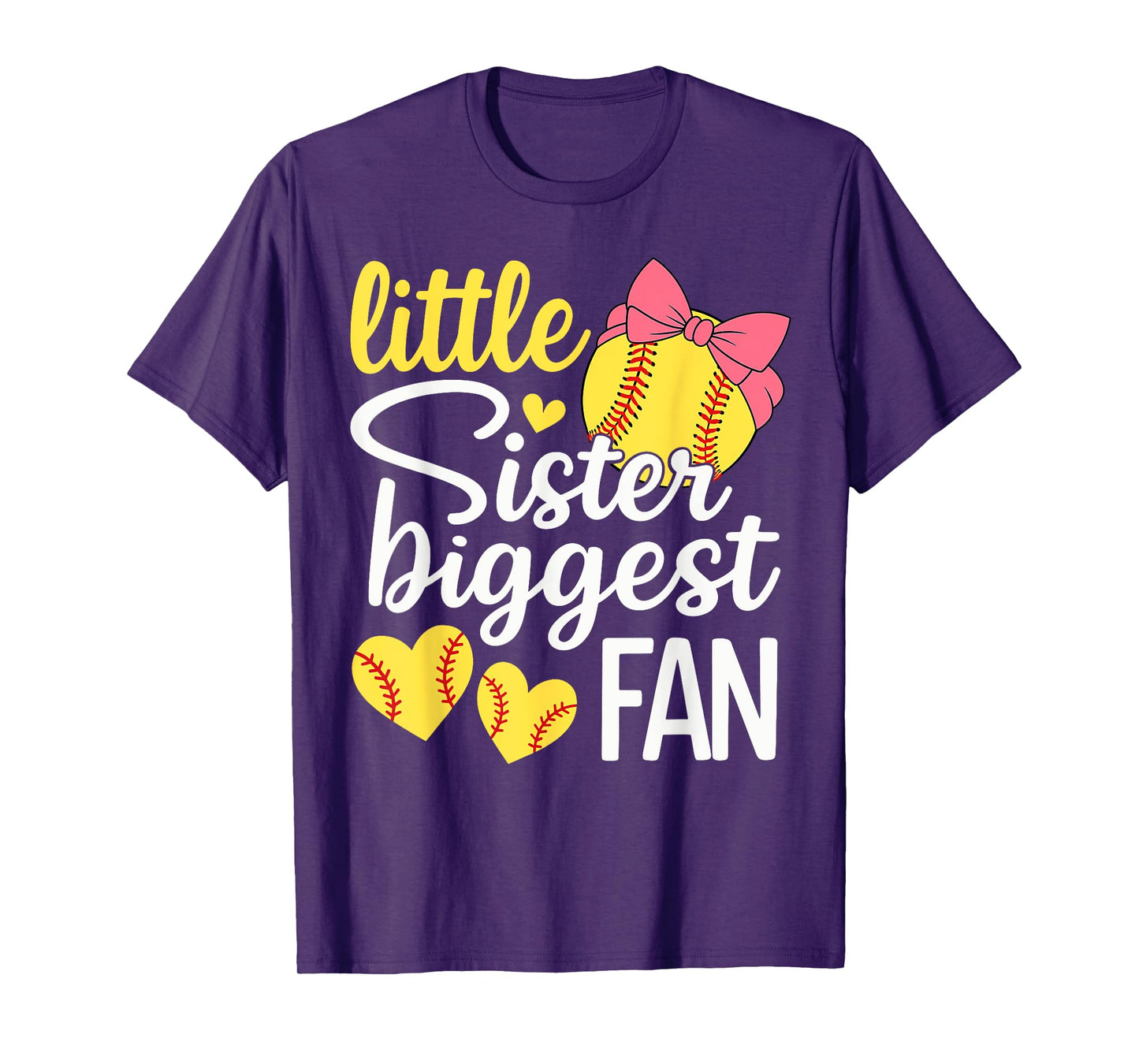 Softball Little Sister Biggest Fan Softball Sister Toddler T-Shirt