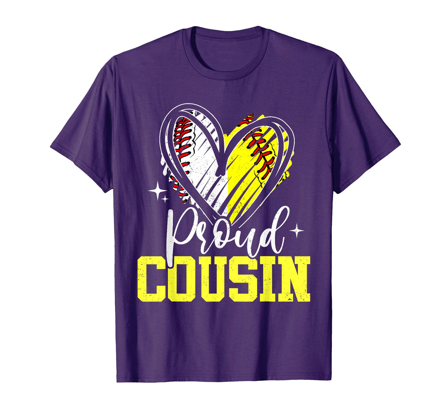 Proud Cousin Baseball Softball Heart Cousin Of Both T-Shirt