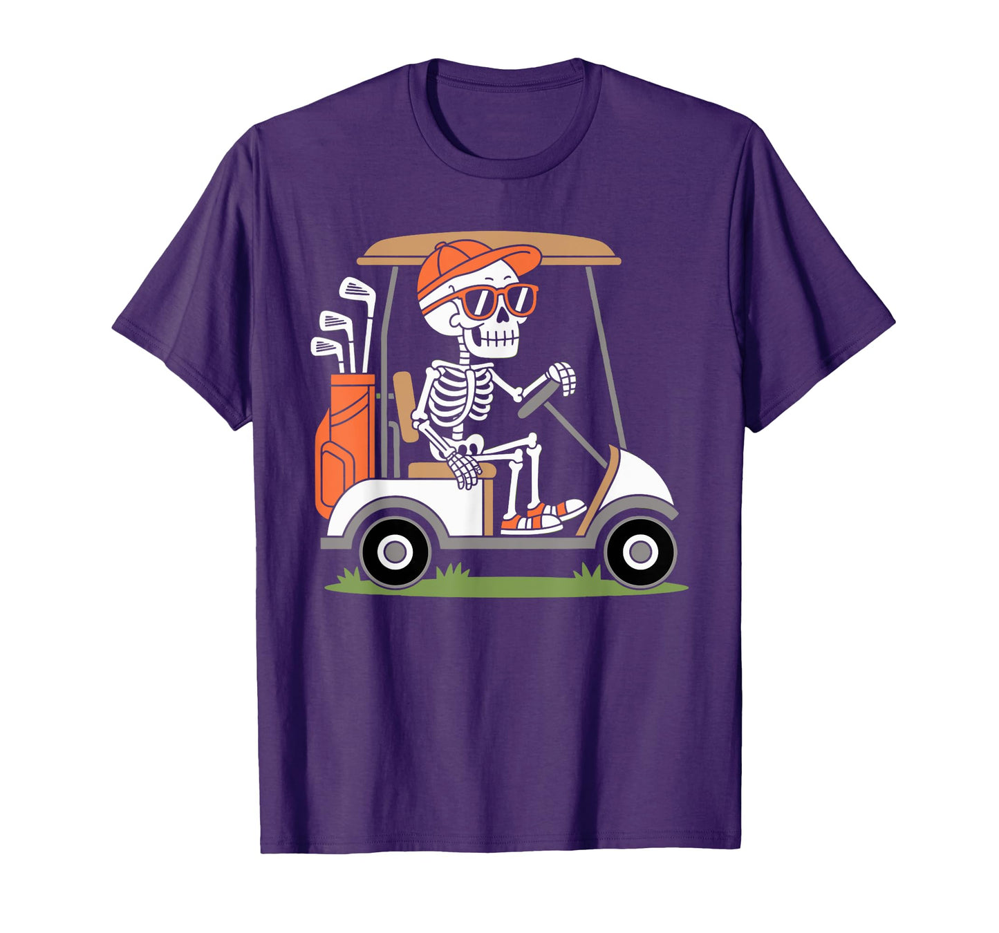 Funny Skeleton Golfer in Golf Cart Golfing Halloween T-Shirt