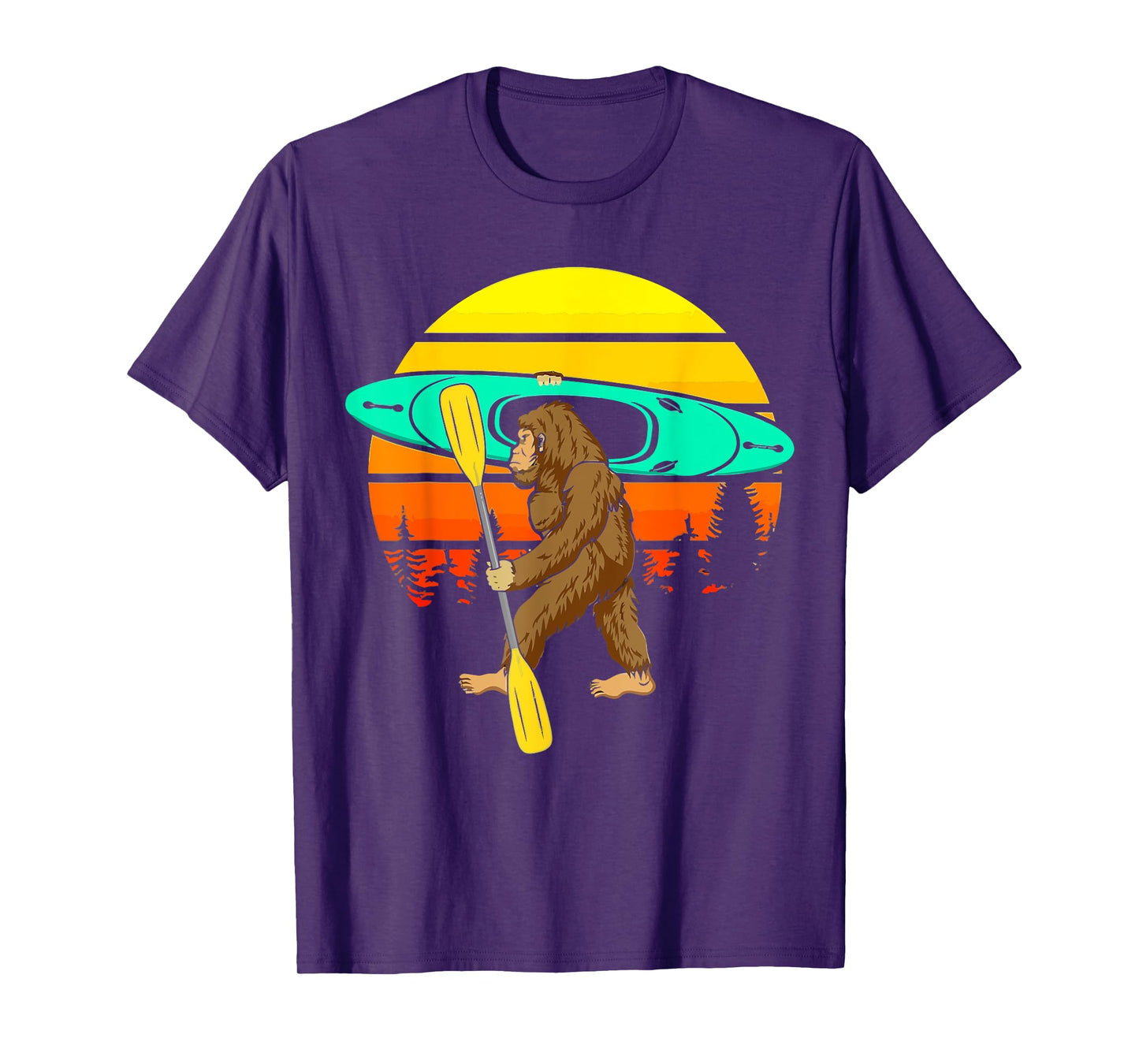 Vintage Sasquatch Bigfoot Go Kayak Funny Kayaking Lover T-Shirt