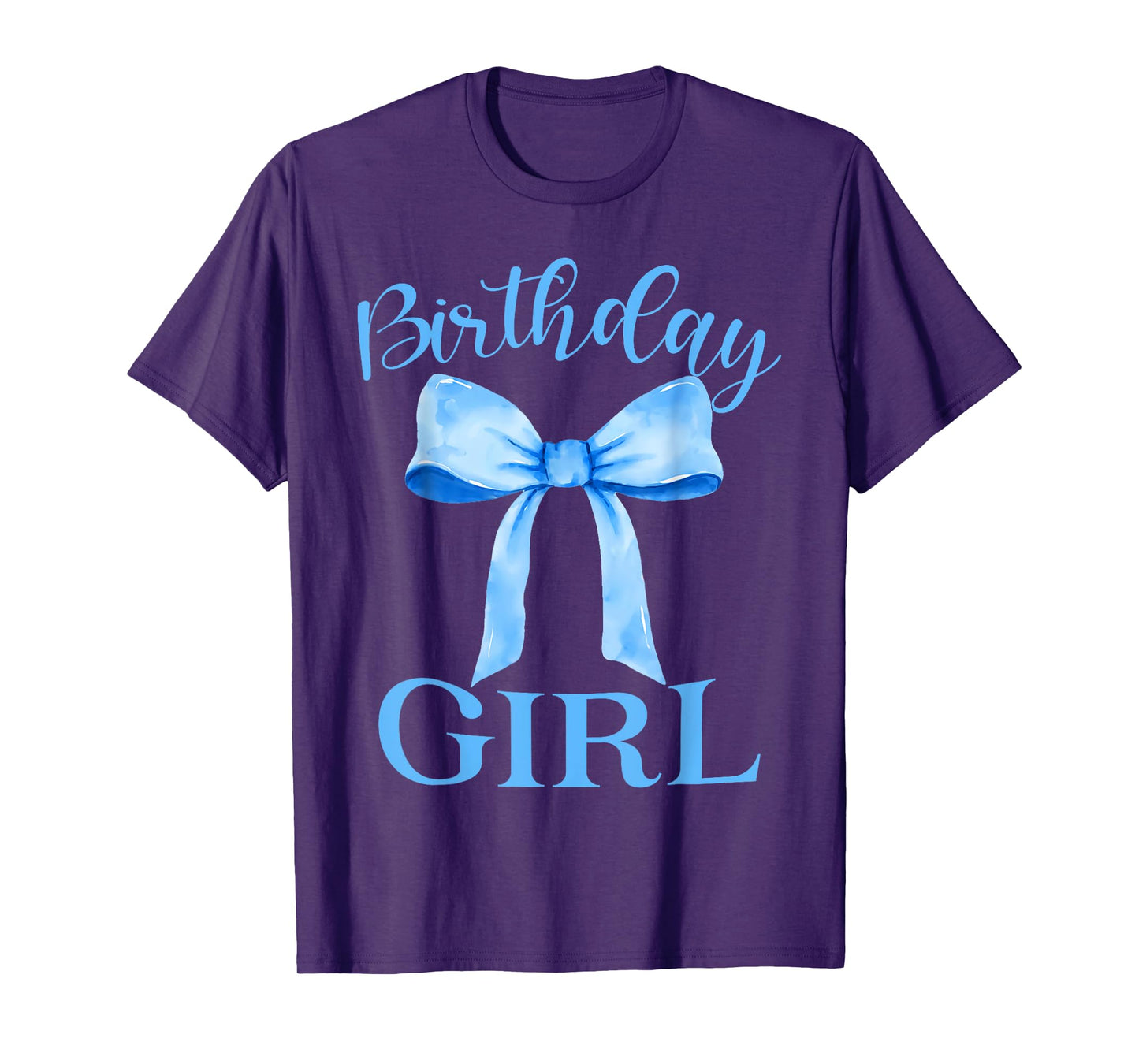 Birthday Girl Blue Coquette Bow Birthday Party Family T-Shirt