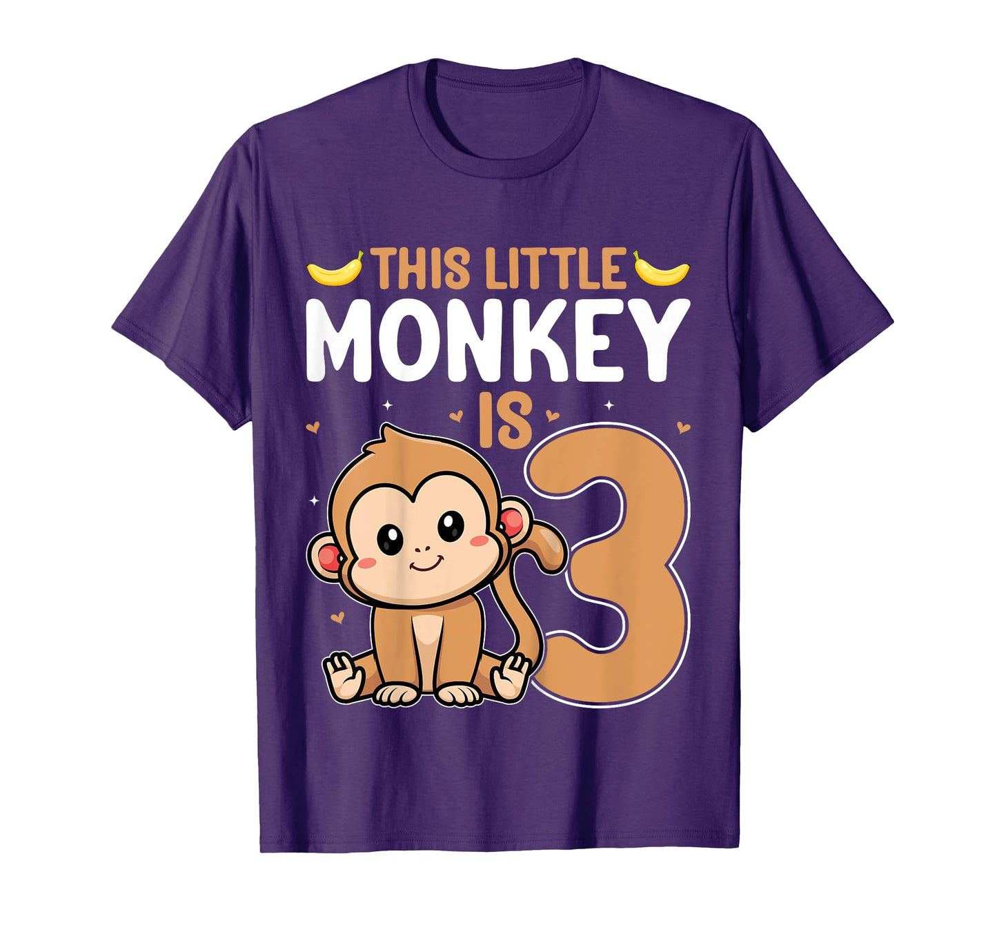 This Little Monkey Is 3 Kids Toddler 3rd Birthday Party T-Shirt