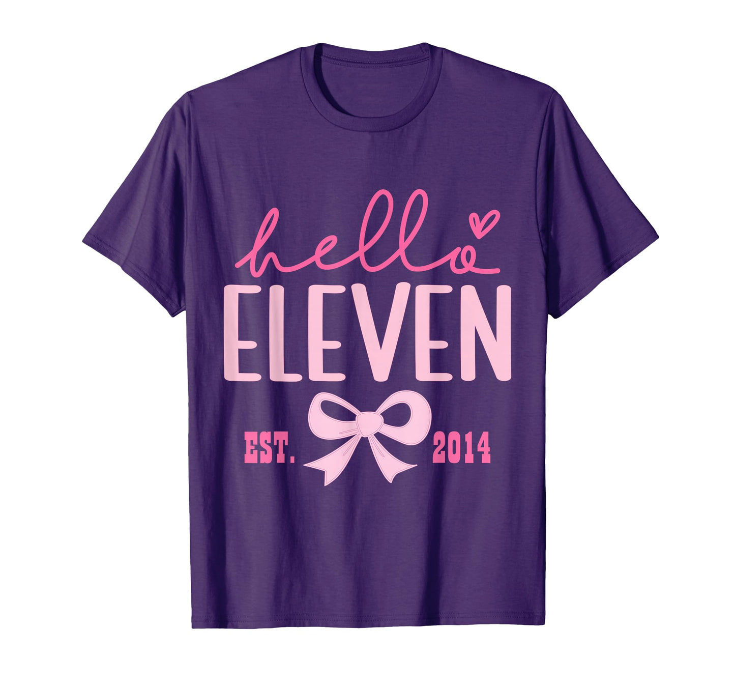 Hello Eleven Est 2014 Pink Coquette Happy 11th Birthday Girl T-Shirt