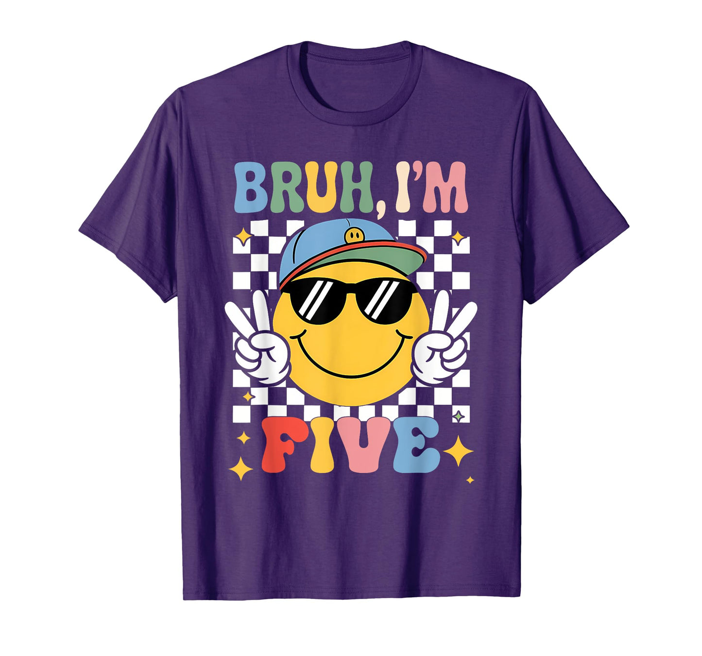 Bruh I'm Five 5 5th Birthday Groovy Boys Girls 5 Years Old T-Shirt