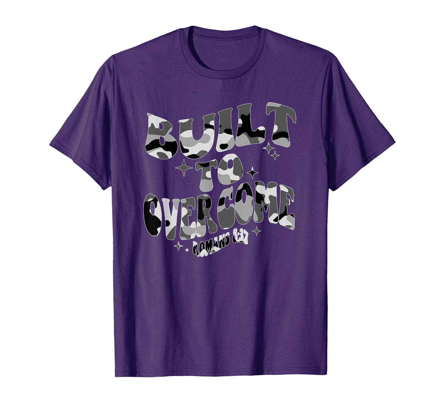 Built to Overcome Camo Christian Gym Workout Faith Scripture T-Shirt