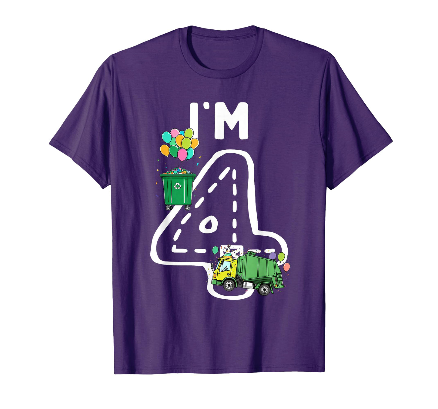 I'm 4 Four Years Old Garbage Truck 4th Birthday Boy Kids T-Shirt